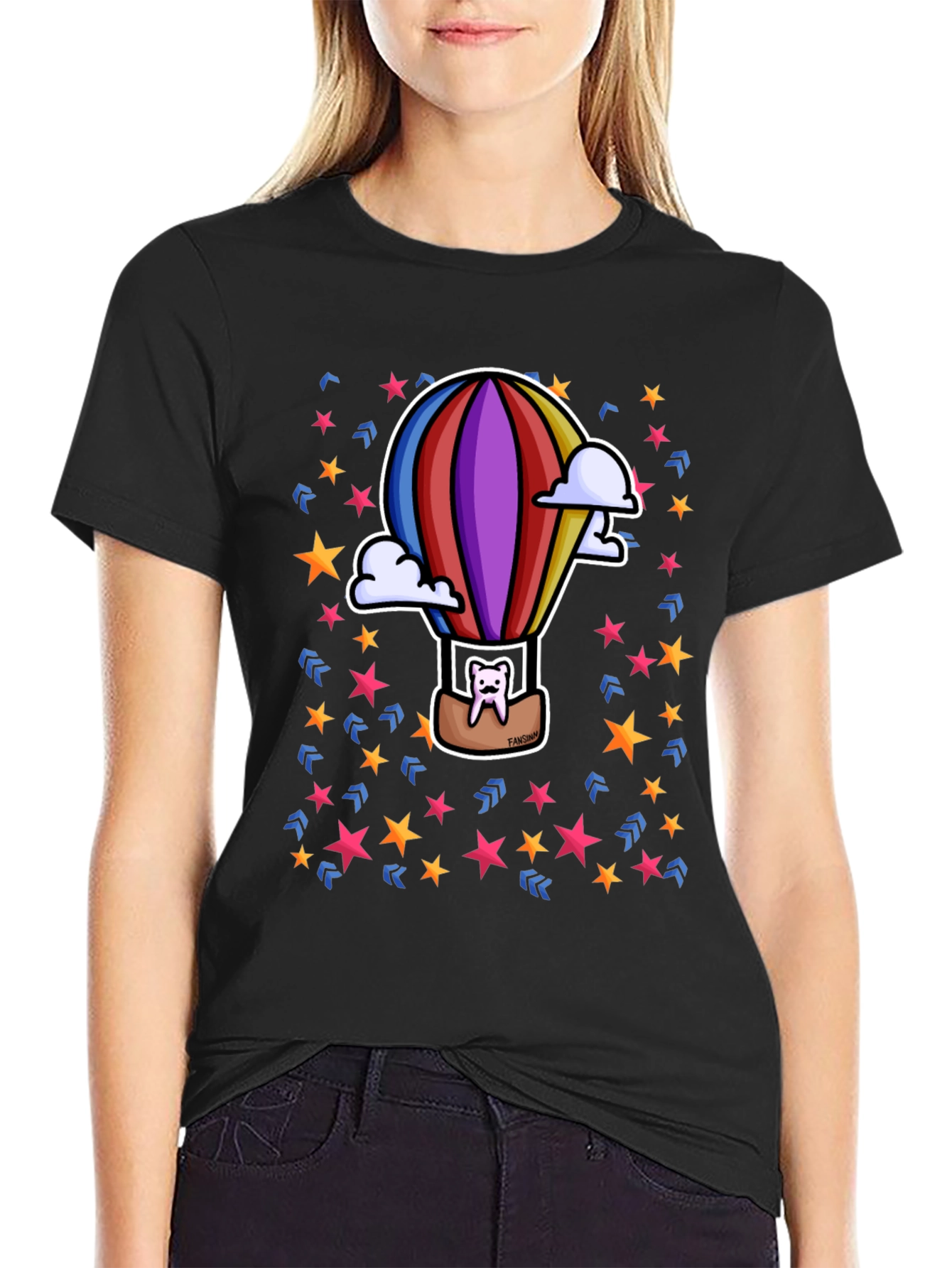 Hot Air Balloon Cartoon Graphic Tee - Unique Design