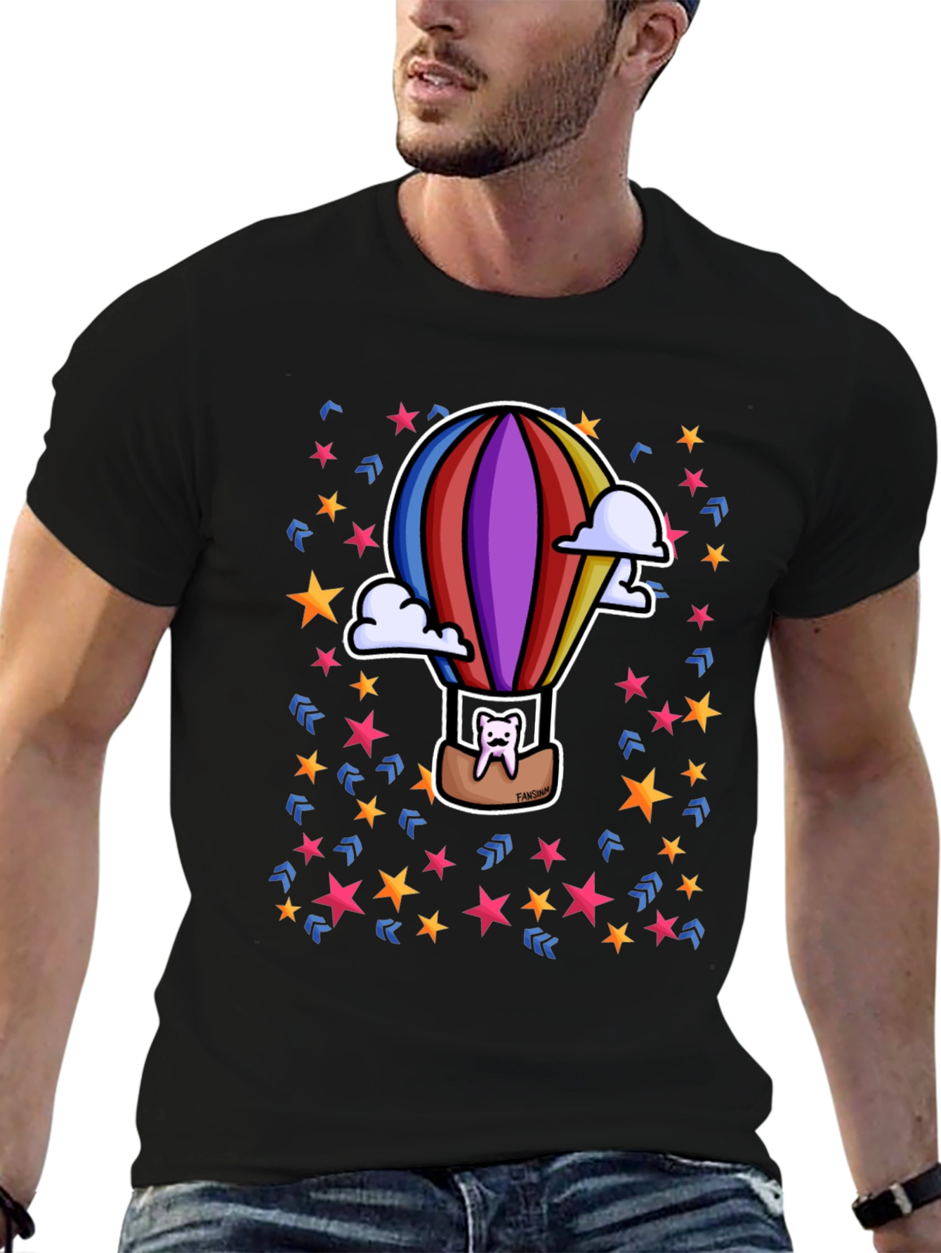 Hot Air Balloon Cartoon Graphic Tee - Unique Design