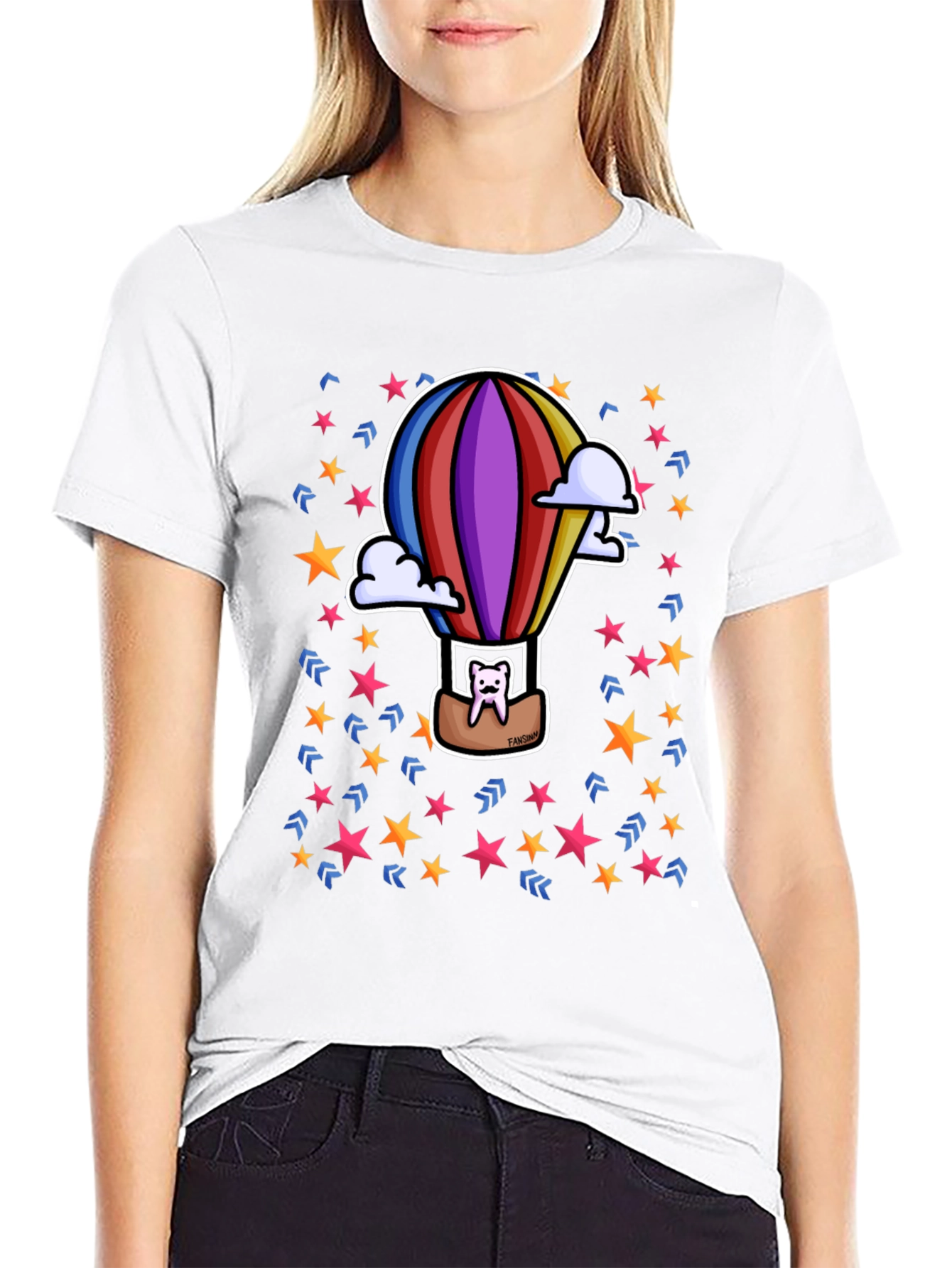 Hot Air Balloon Cartoon Graphic Tee - Unique Design