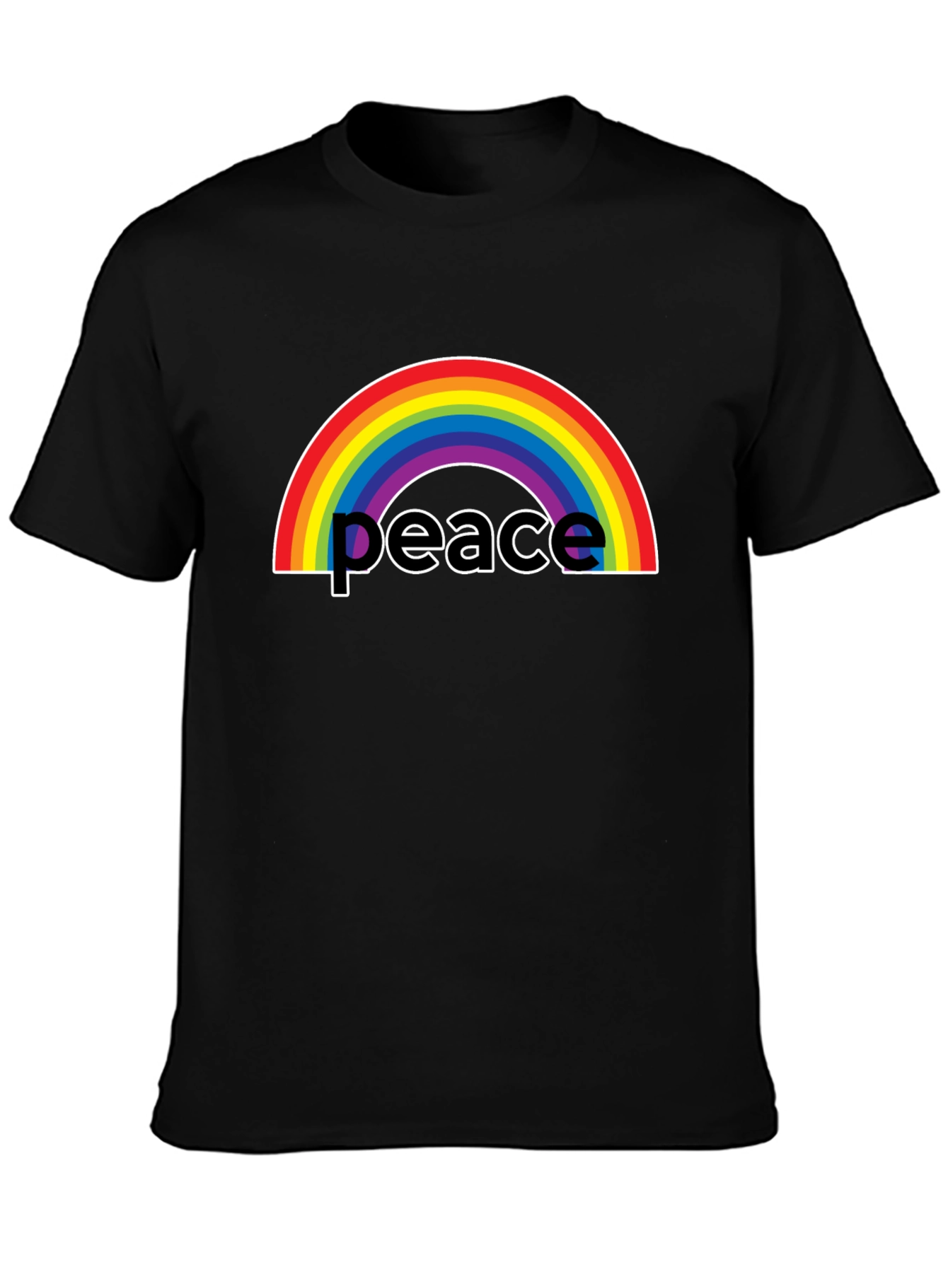 Rainbow Peace Graphic T-Shirt - Black Casual Tee
