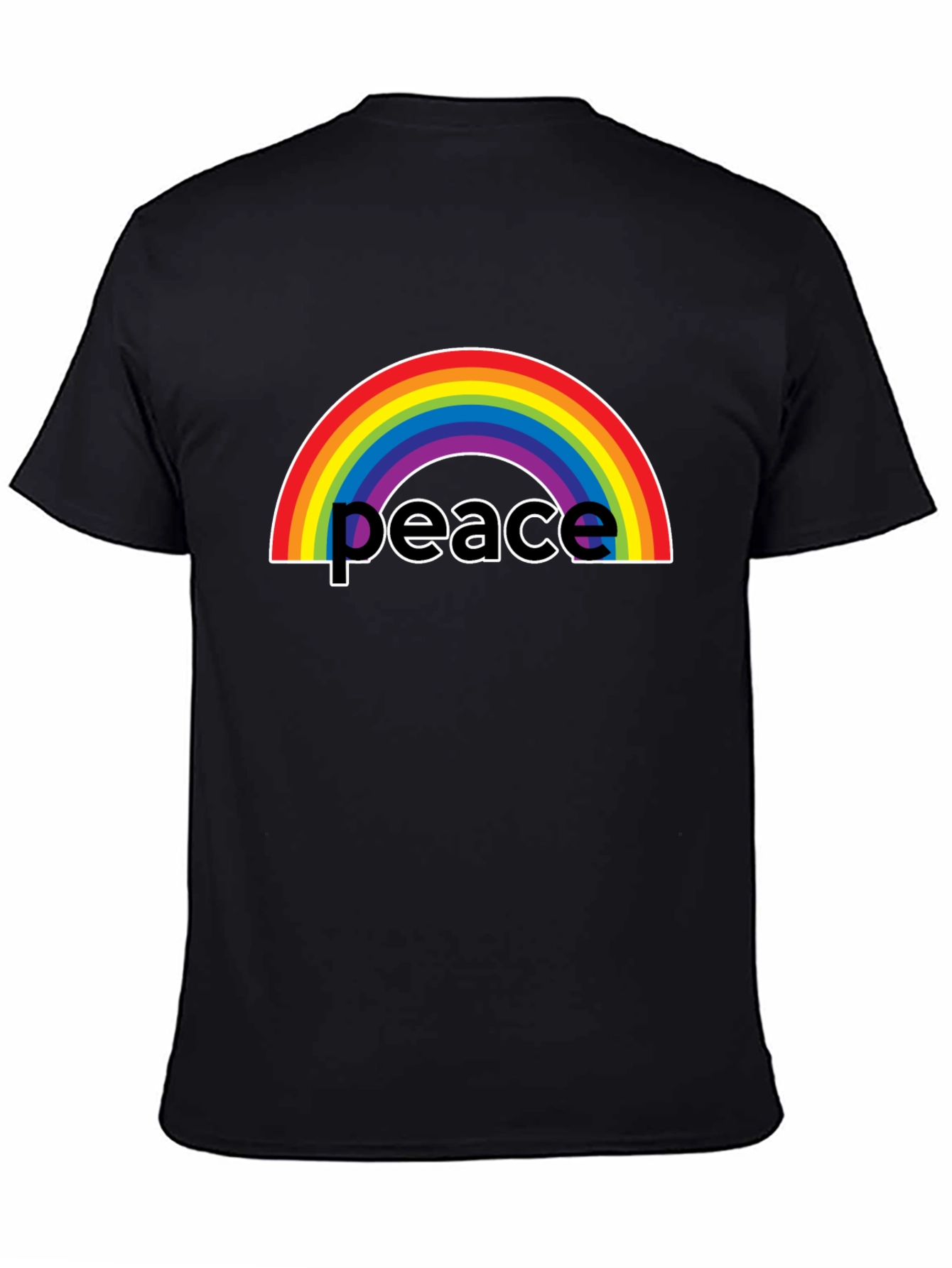Rainbow Peace Graphic T-Shirt - Black Casual Tee