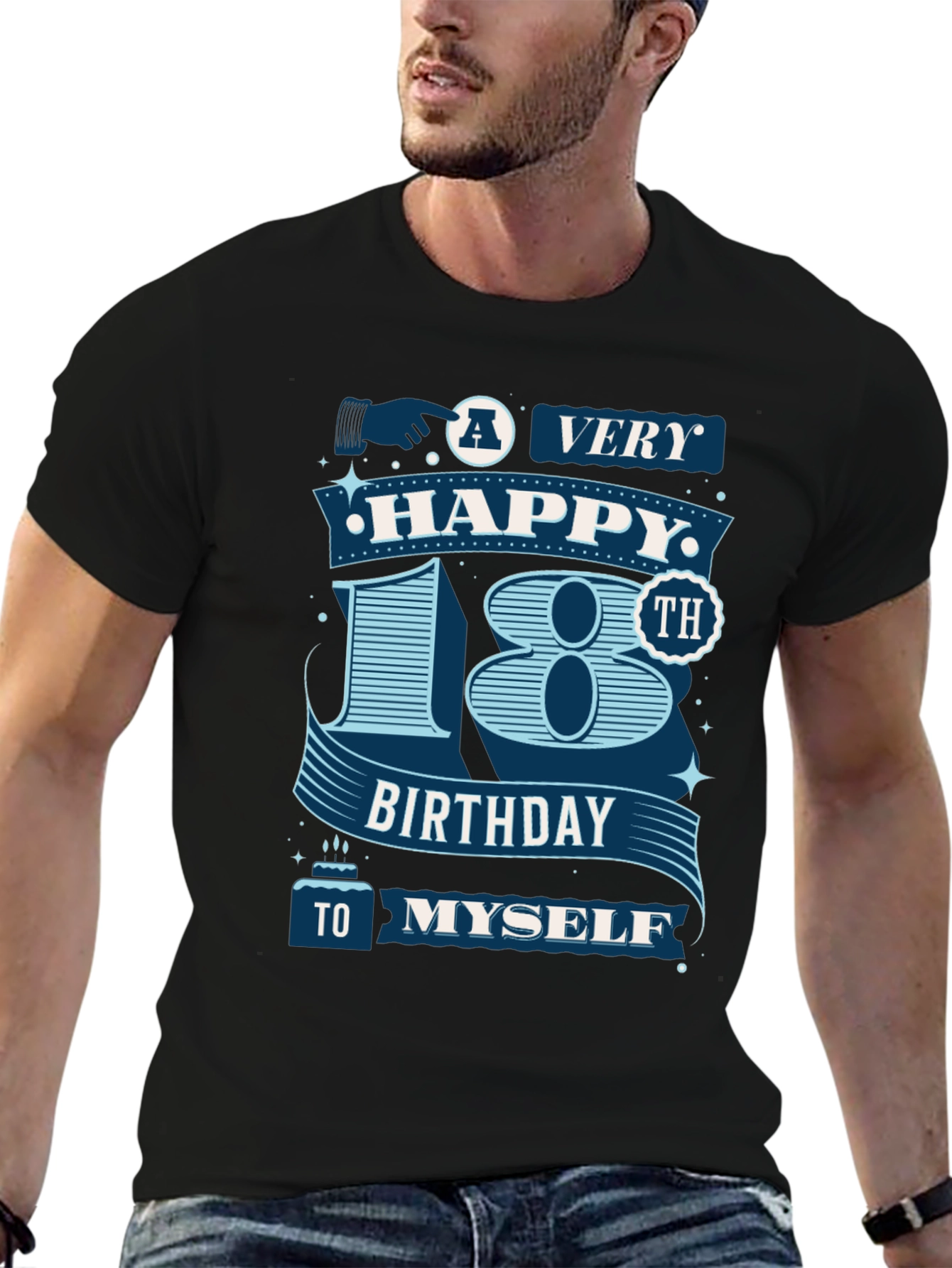 18th Birthday Graphic Tee - Black Cotton