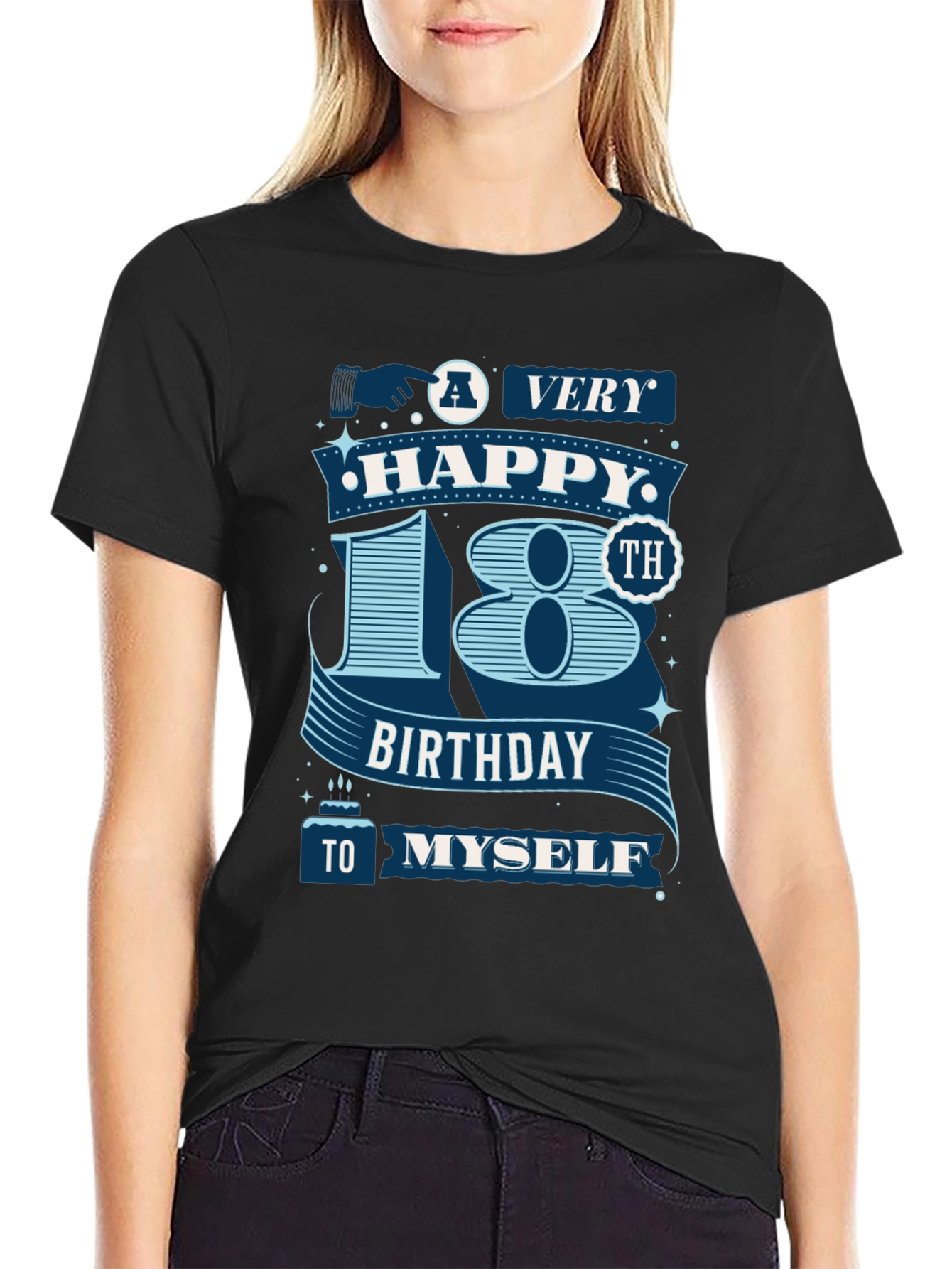 18th Birthday Graphic Tee - Black Cotton