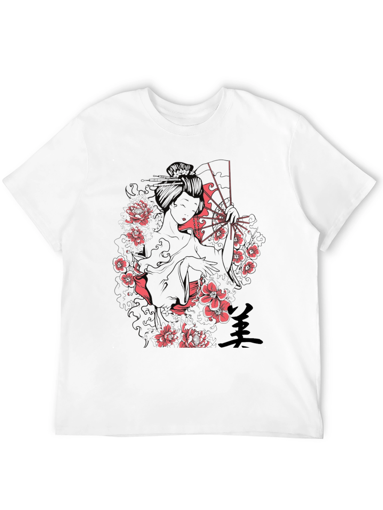Geisha Art Print Black T-Shirt