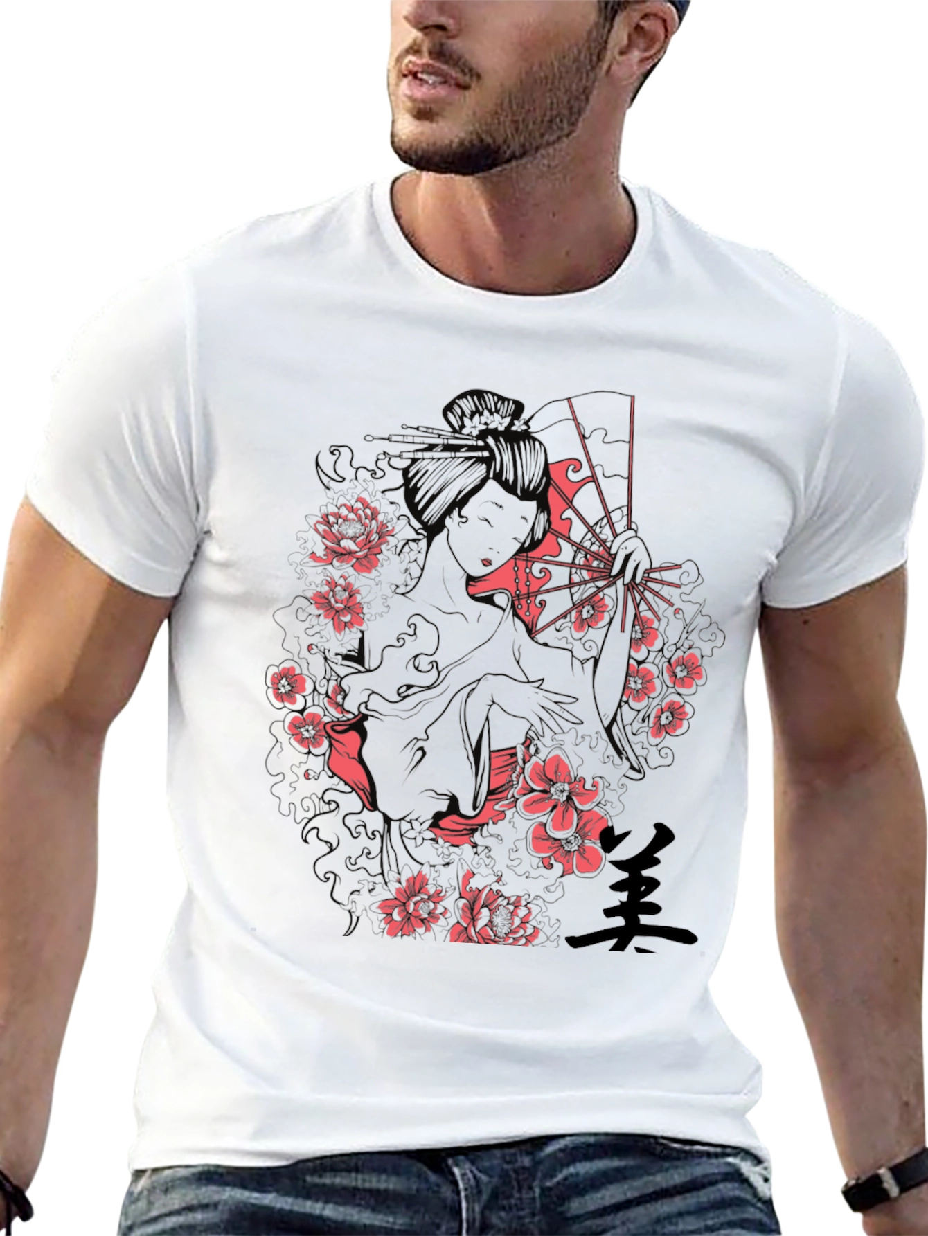 Geisha Art Print Black T-Shirt