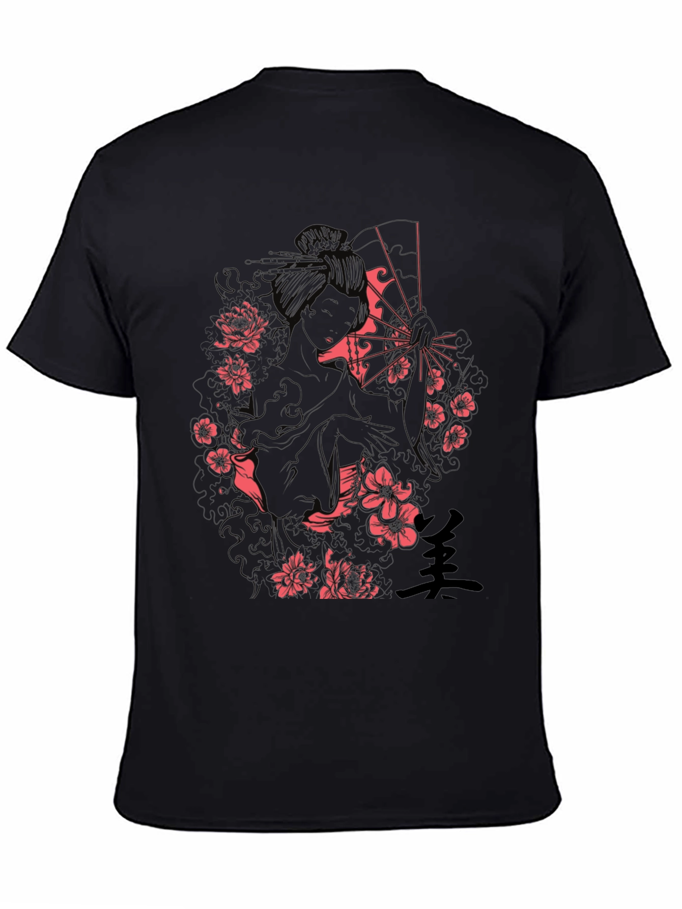 Geisha Art Print Black T-Shirt