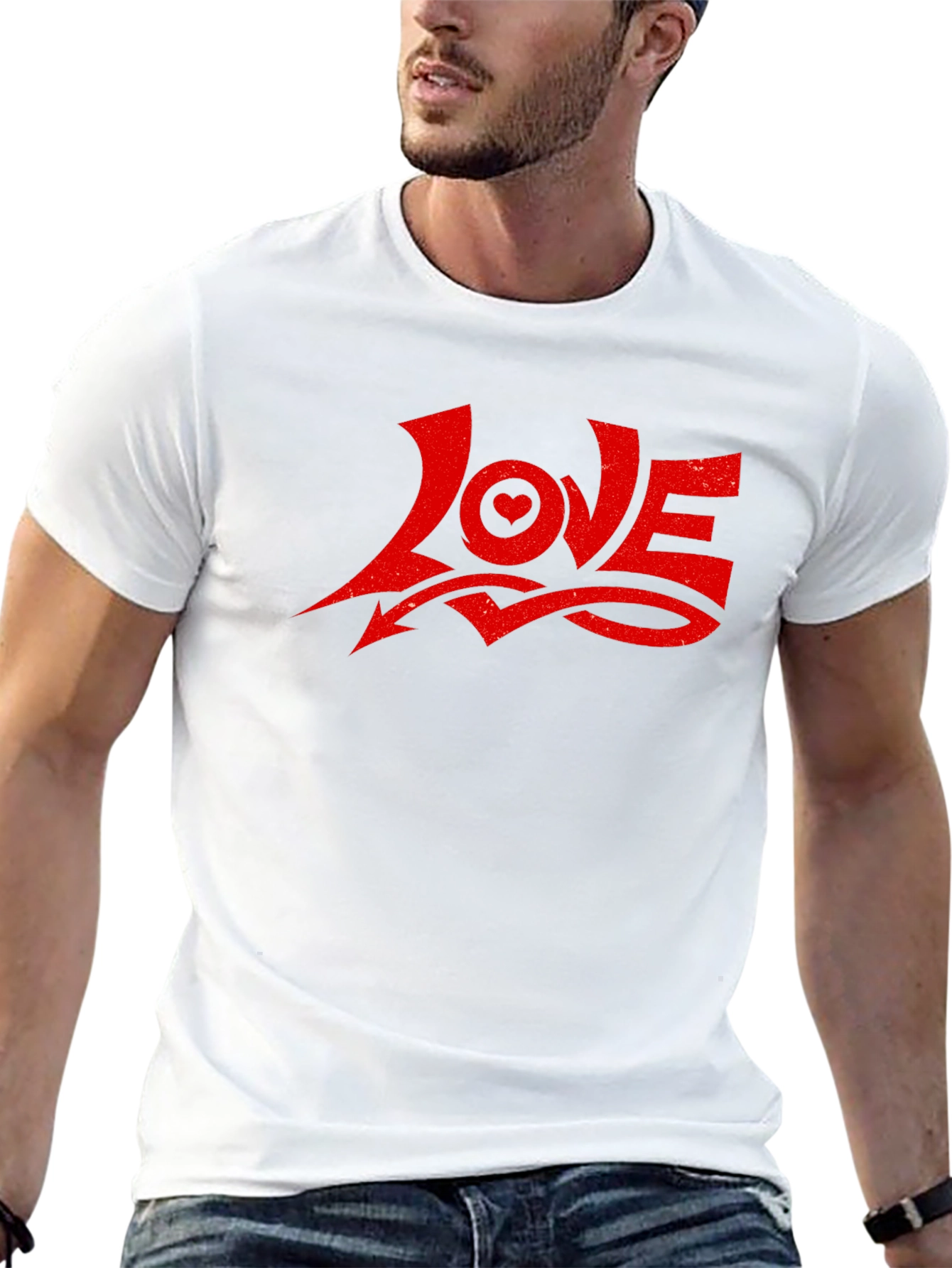 Love Graphic Tee - Red Print on Black Shirt