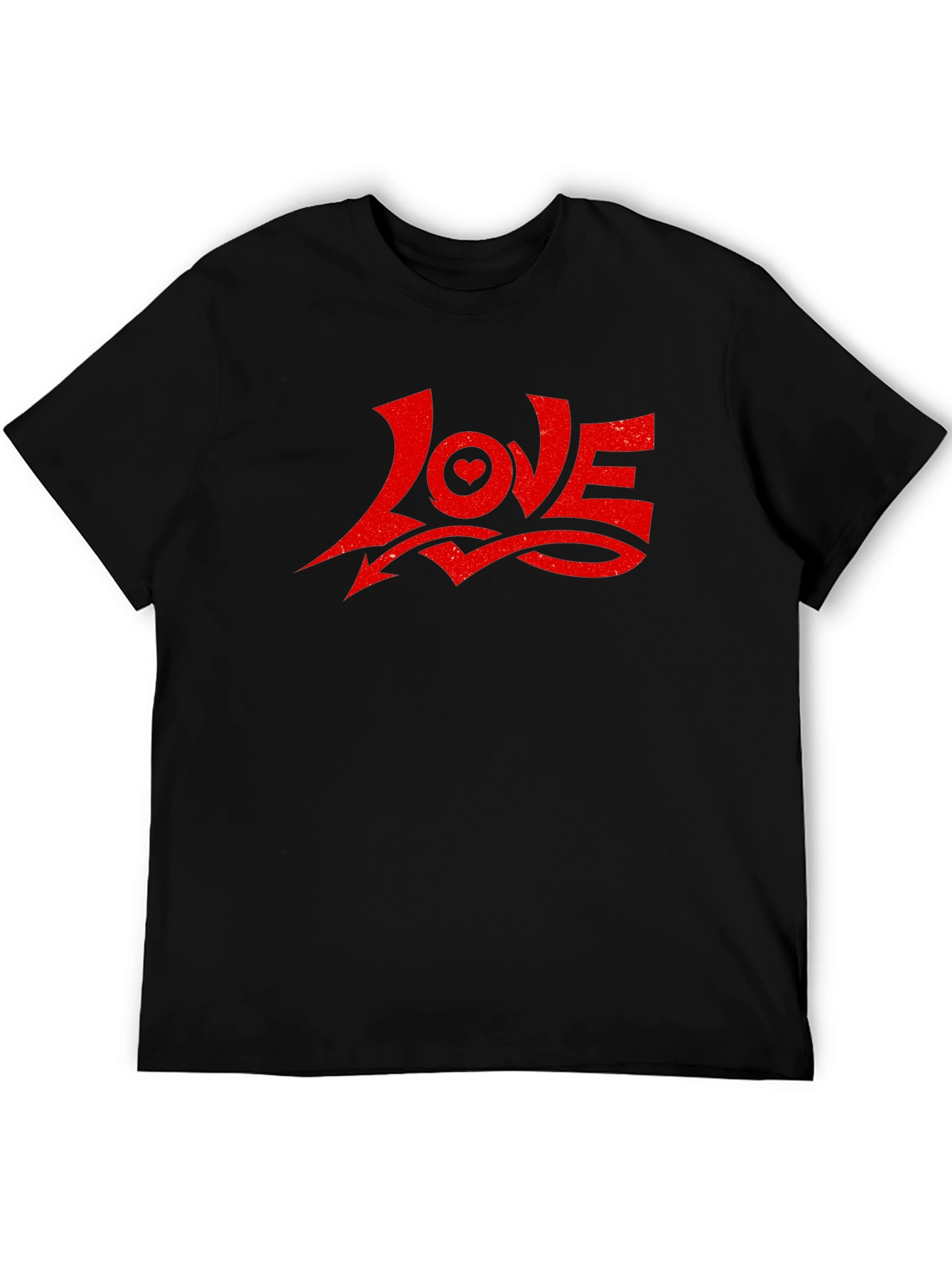 Love Graphic Tee - Red Print on Black Shirt