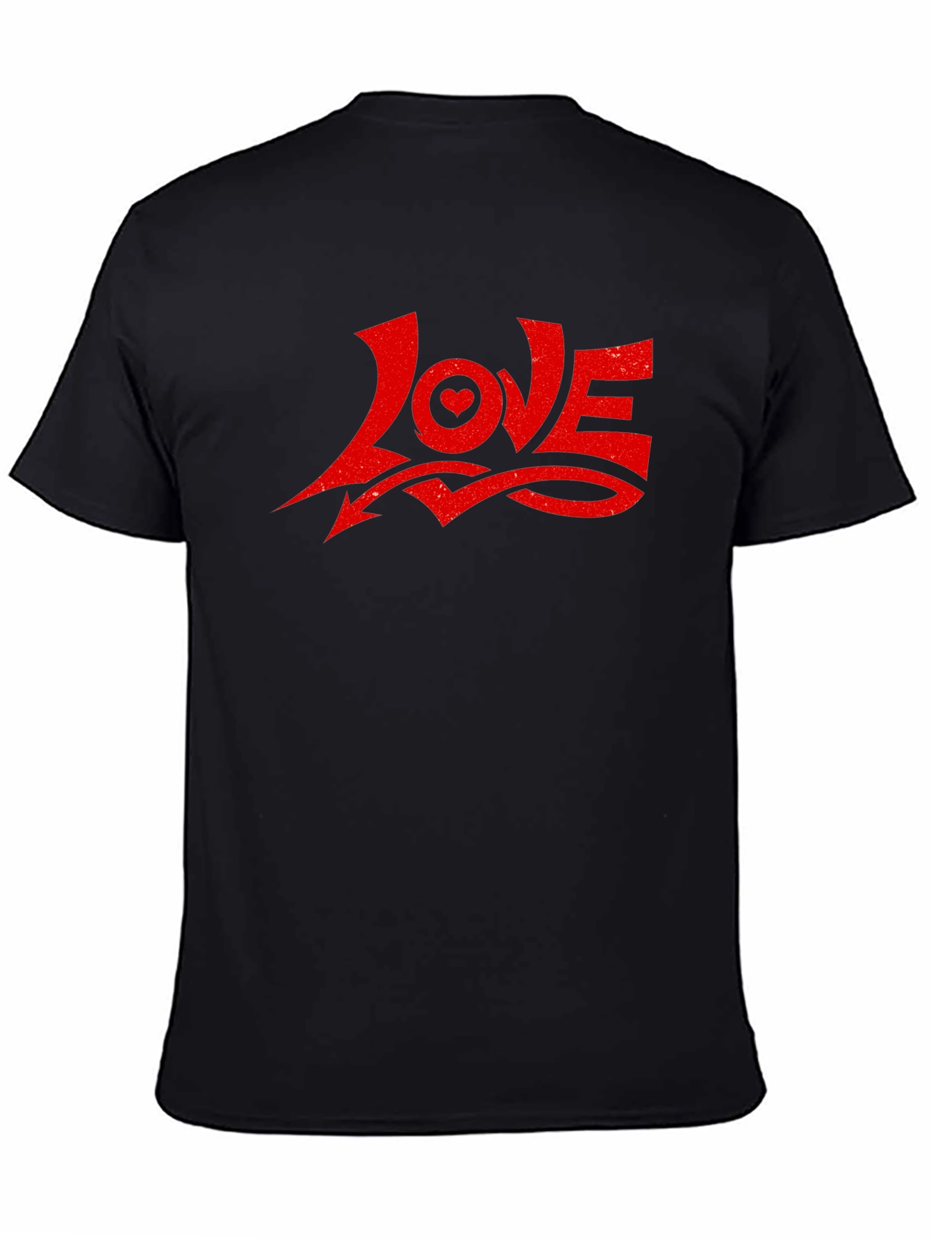 Love Graphic Tee - Red Print on Black Shirt