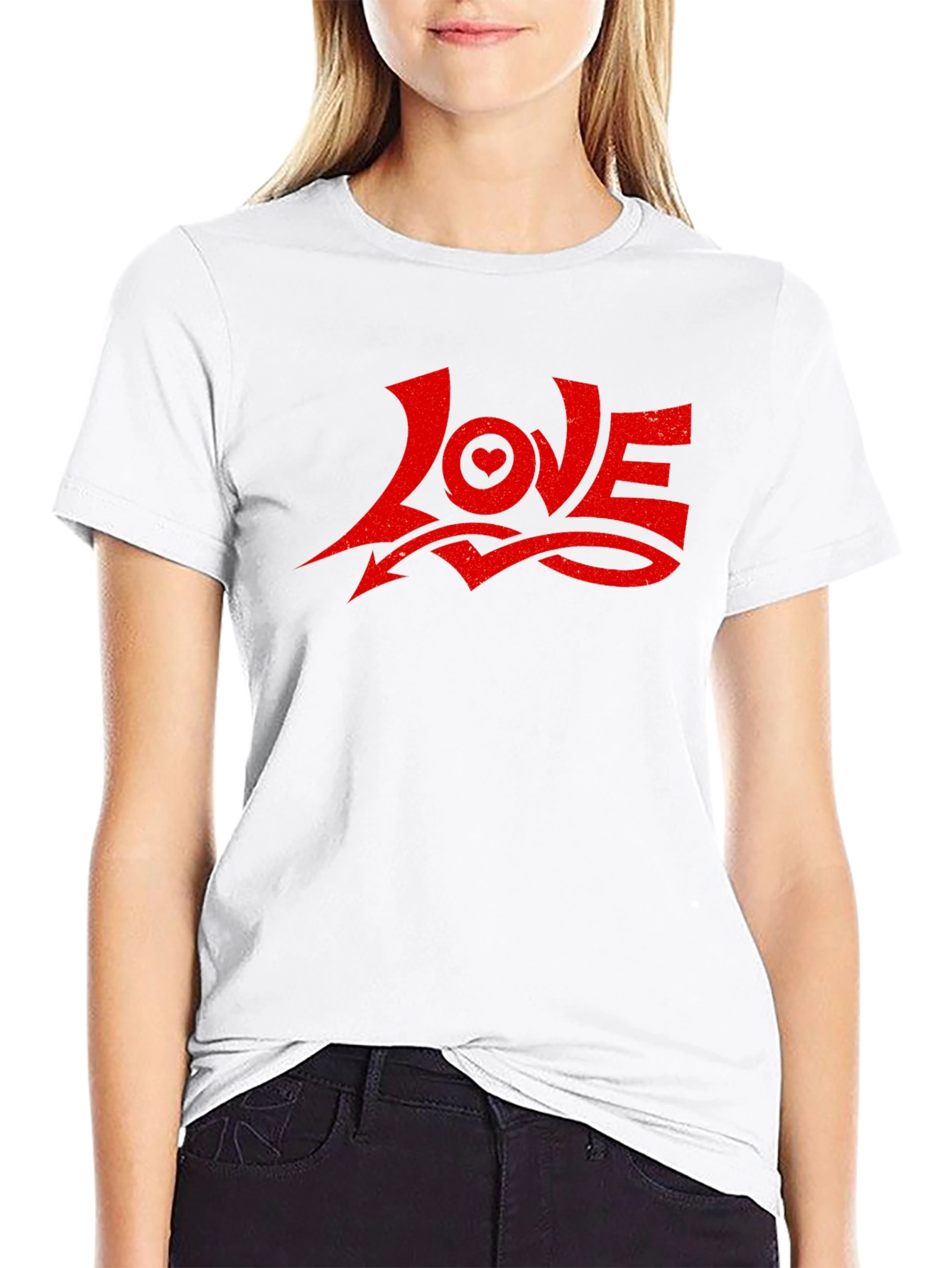 Love Graphic Tee - Red Print on Black Shirt