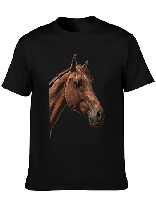 Horse Head Graphic Tee - Stylish Black Cotton Shirt