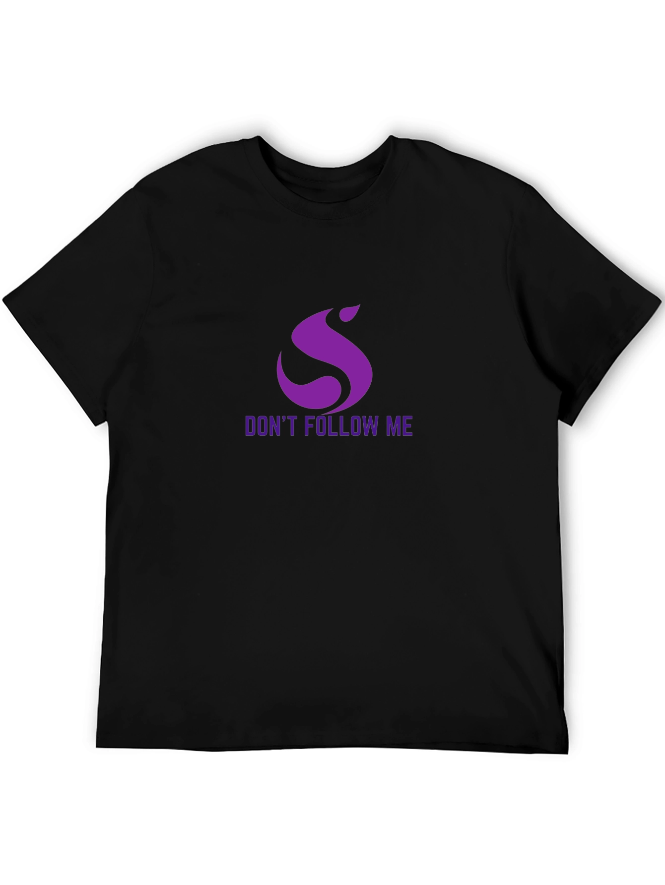 Dont Follow Me Purple Graphic Black T-Shirt