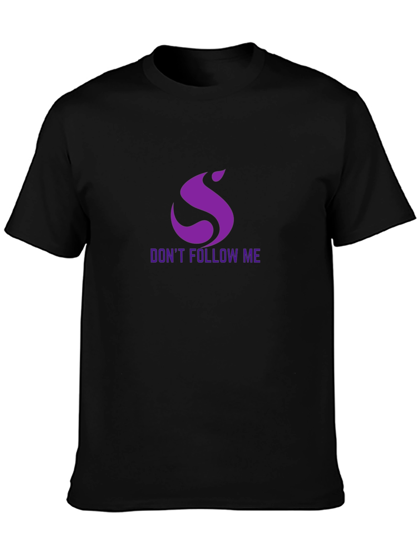 Dont Follow Me Purple Graphic Black T-Shirt