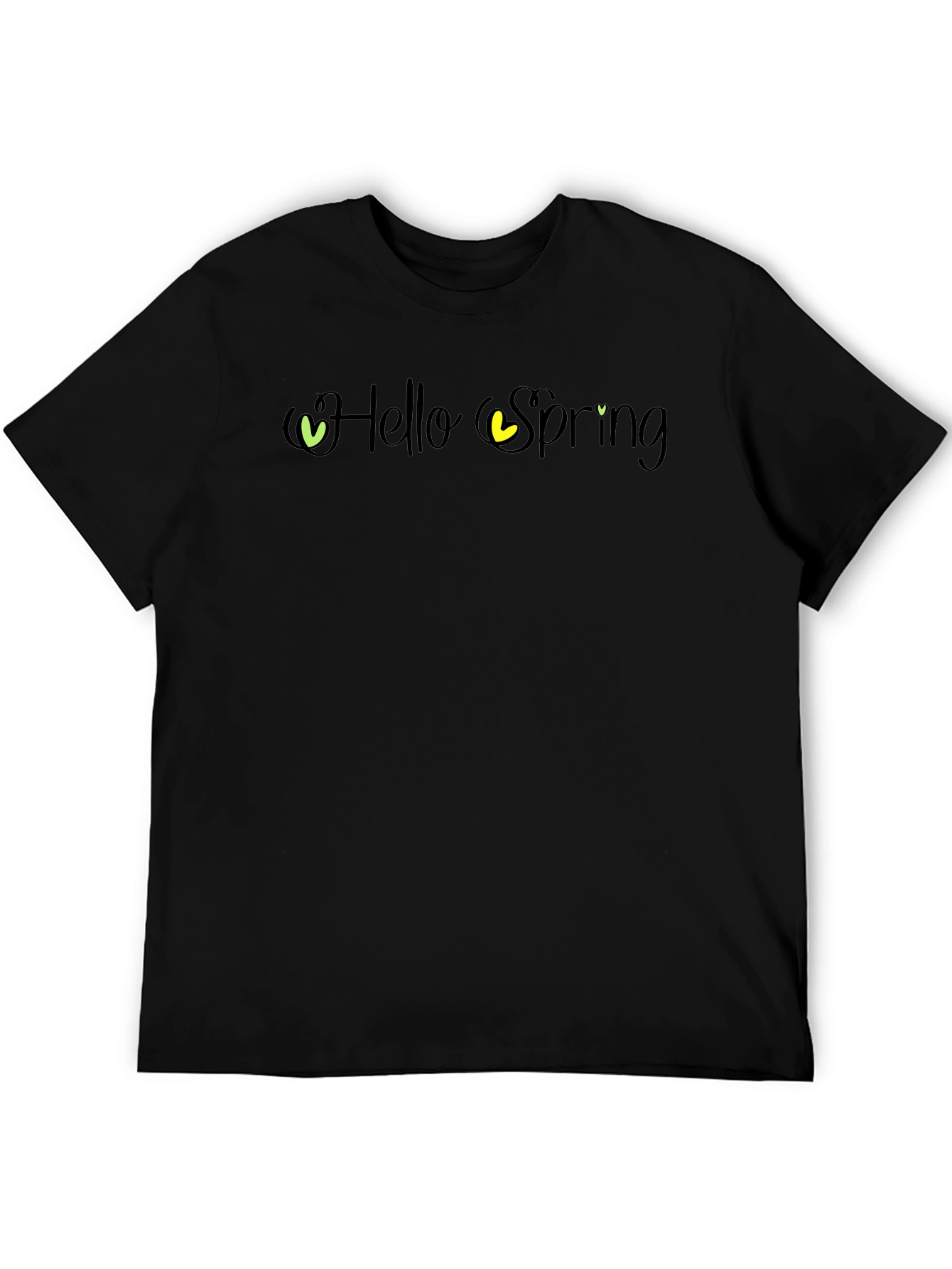 Hello Spring Graphic Tee - Black Cotton T-Shirt