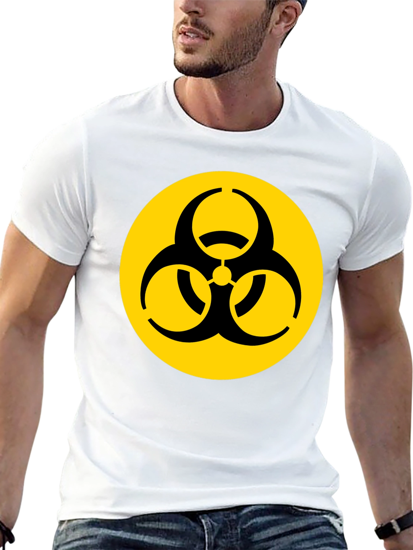 Biohazard Symbol Graphic T-Shirt - Black Cotton Blend