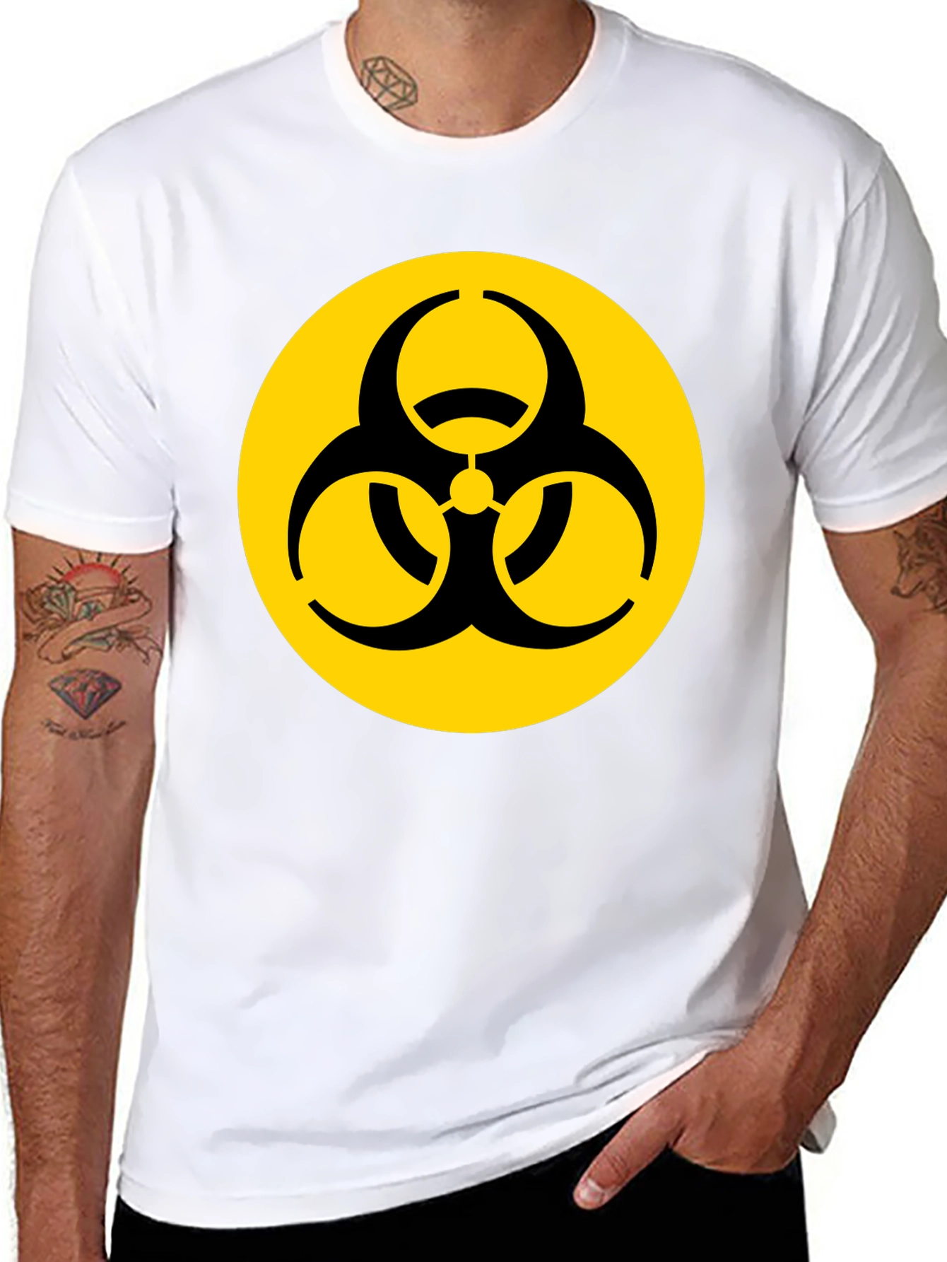 Biohazard Symbol Graphic T-Shirt - Black Cotton Blend