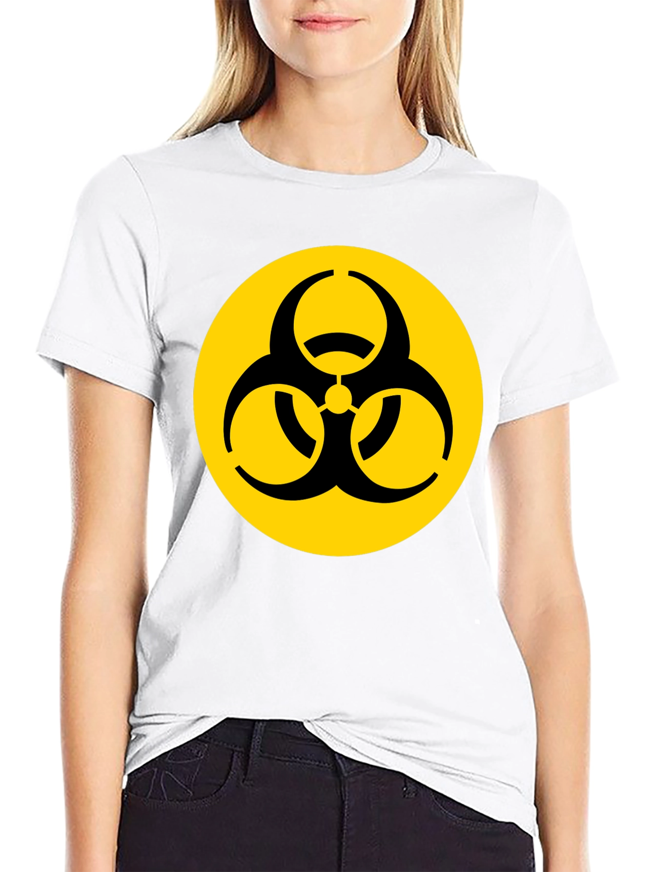 Biohazard Symbol Graphic T-Shirt - Black Cotton Blend