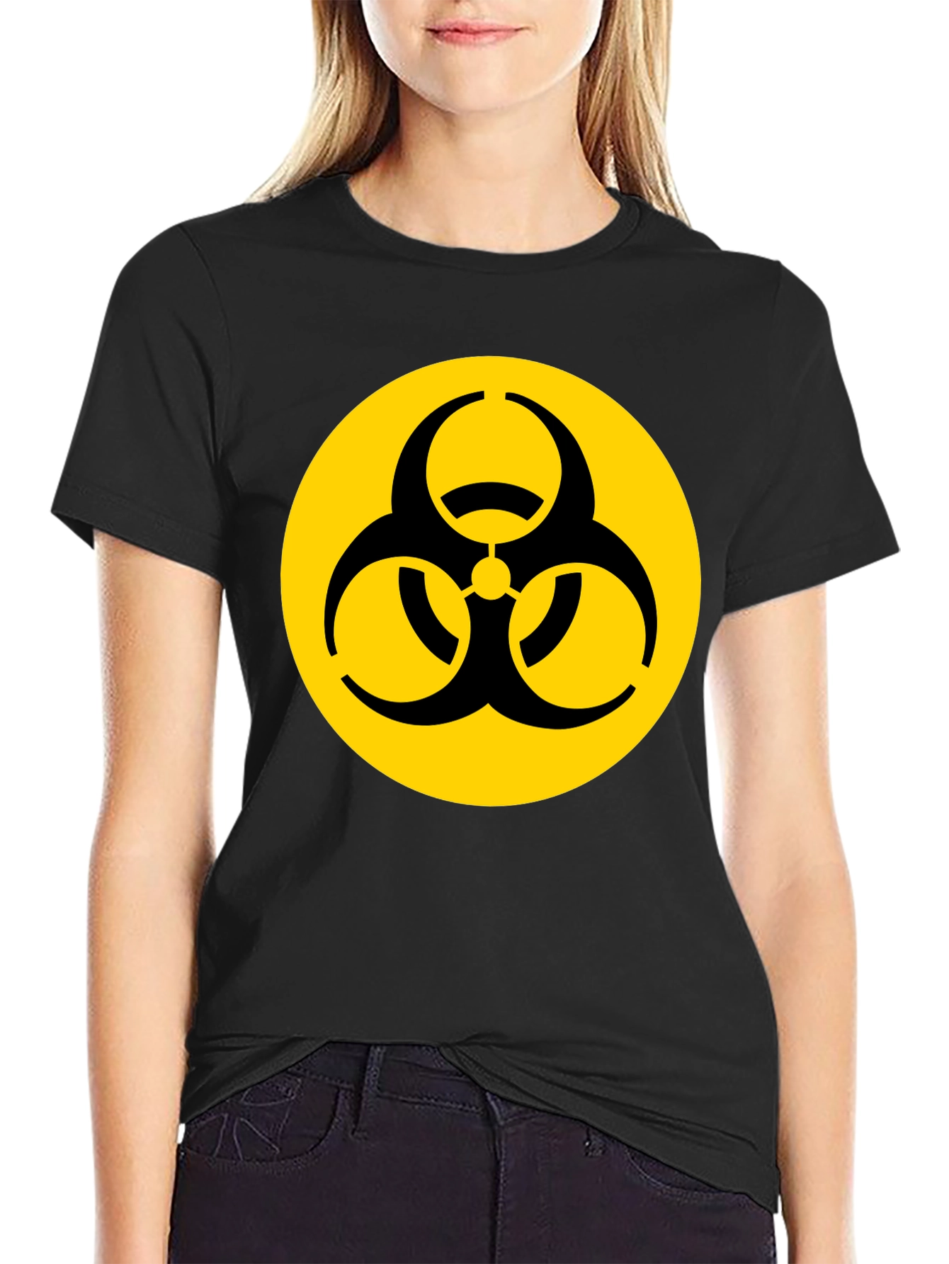 Biohazard Symbol Graphic T-Shirt - Black Cotton Blend