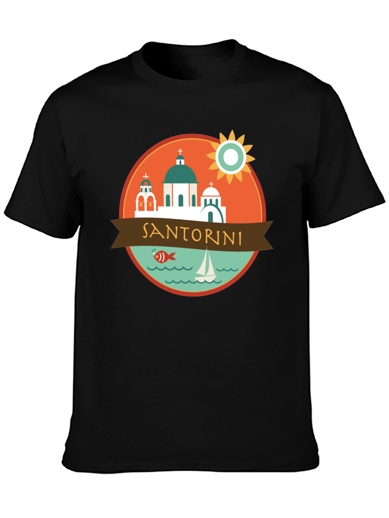 Santorini Graphic Tee - Travel Souvenir T-Shirt