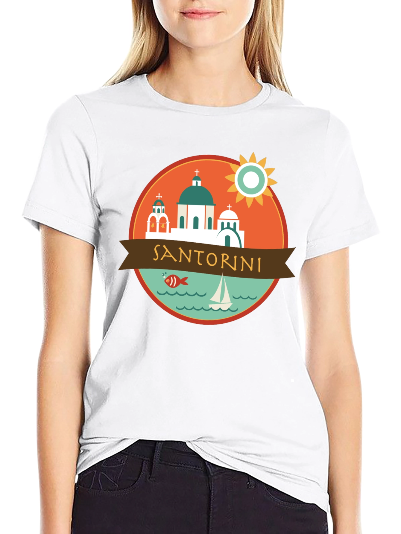 Santorini Graphic Tee - Travel Souvenir T-Shirt