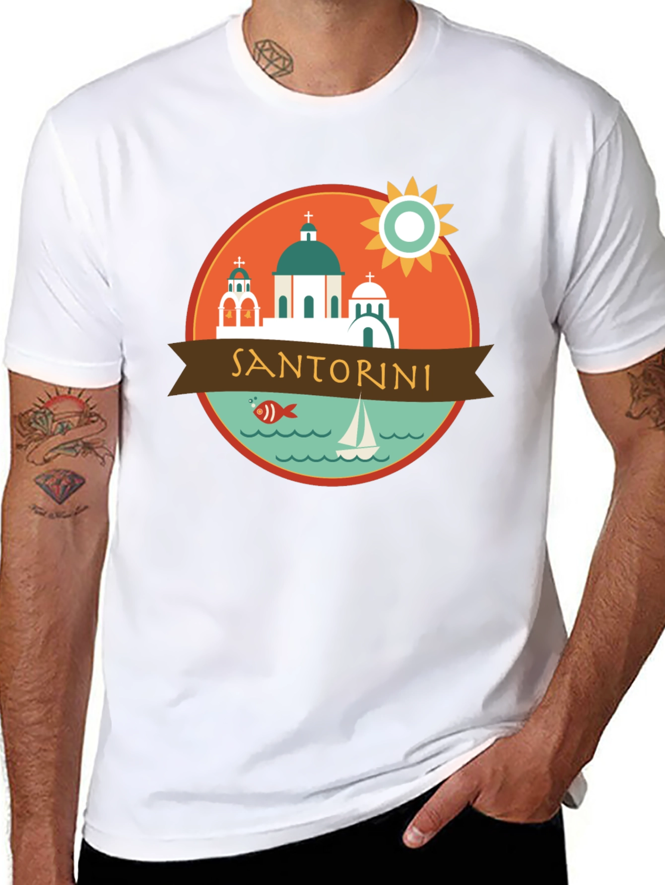 Santorini Graphic Tee - Travel Souvenir T-Shirt