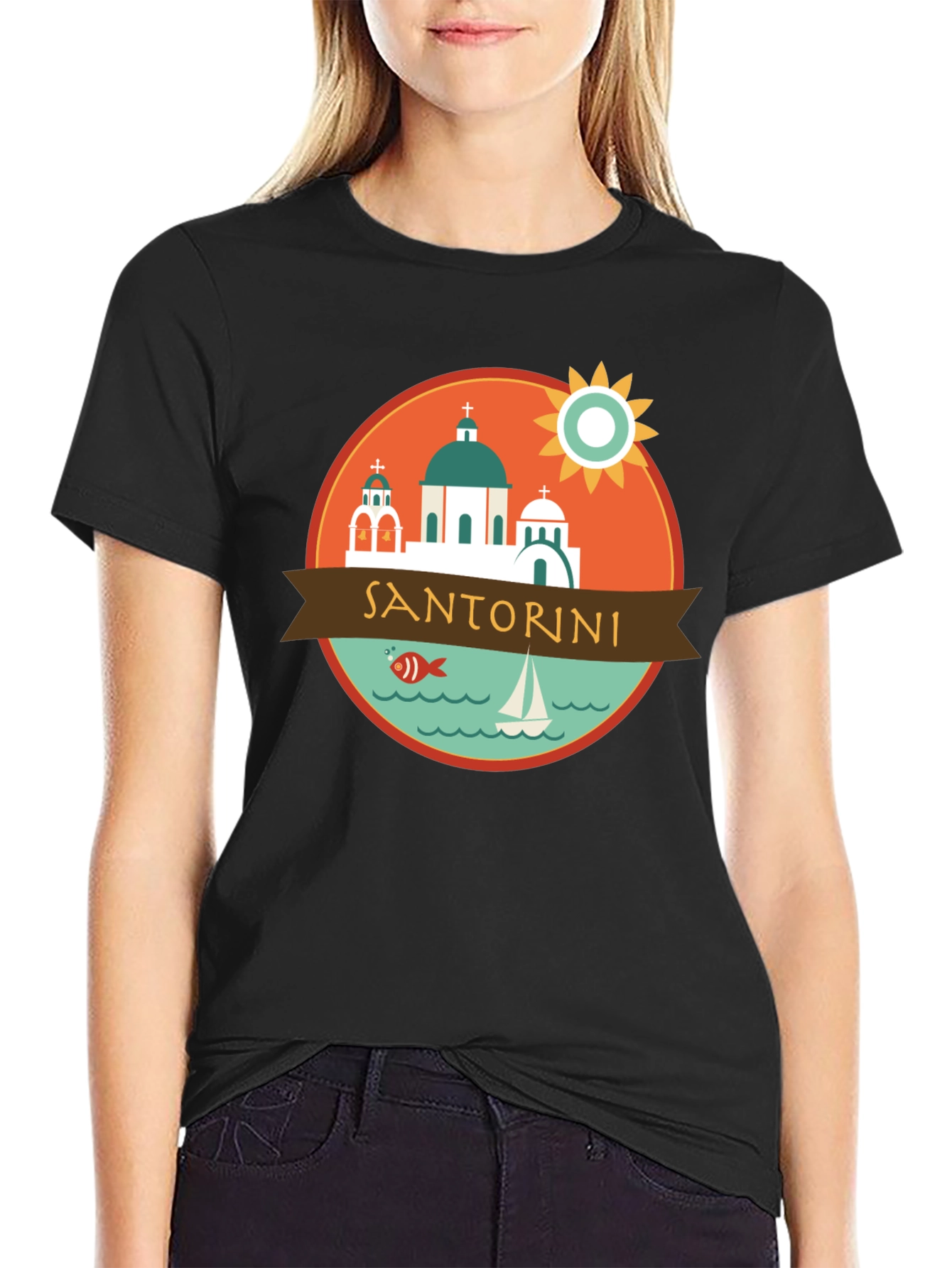 Santorini Graphic Tee - Travel Souvenir T-Shirt
