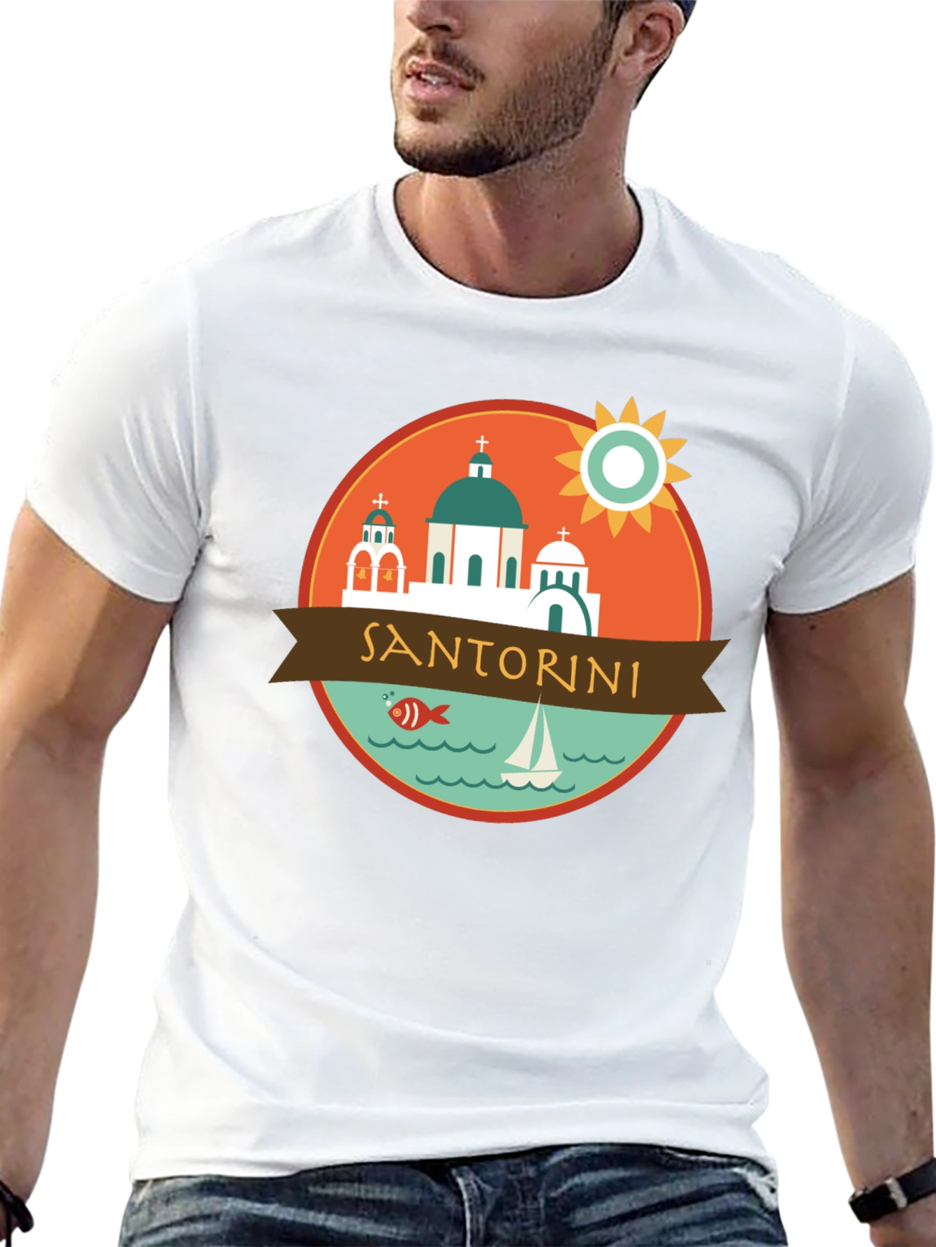 Santorini Graphic Tee - Travel Souvenir T-Shirt