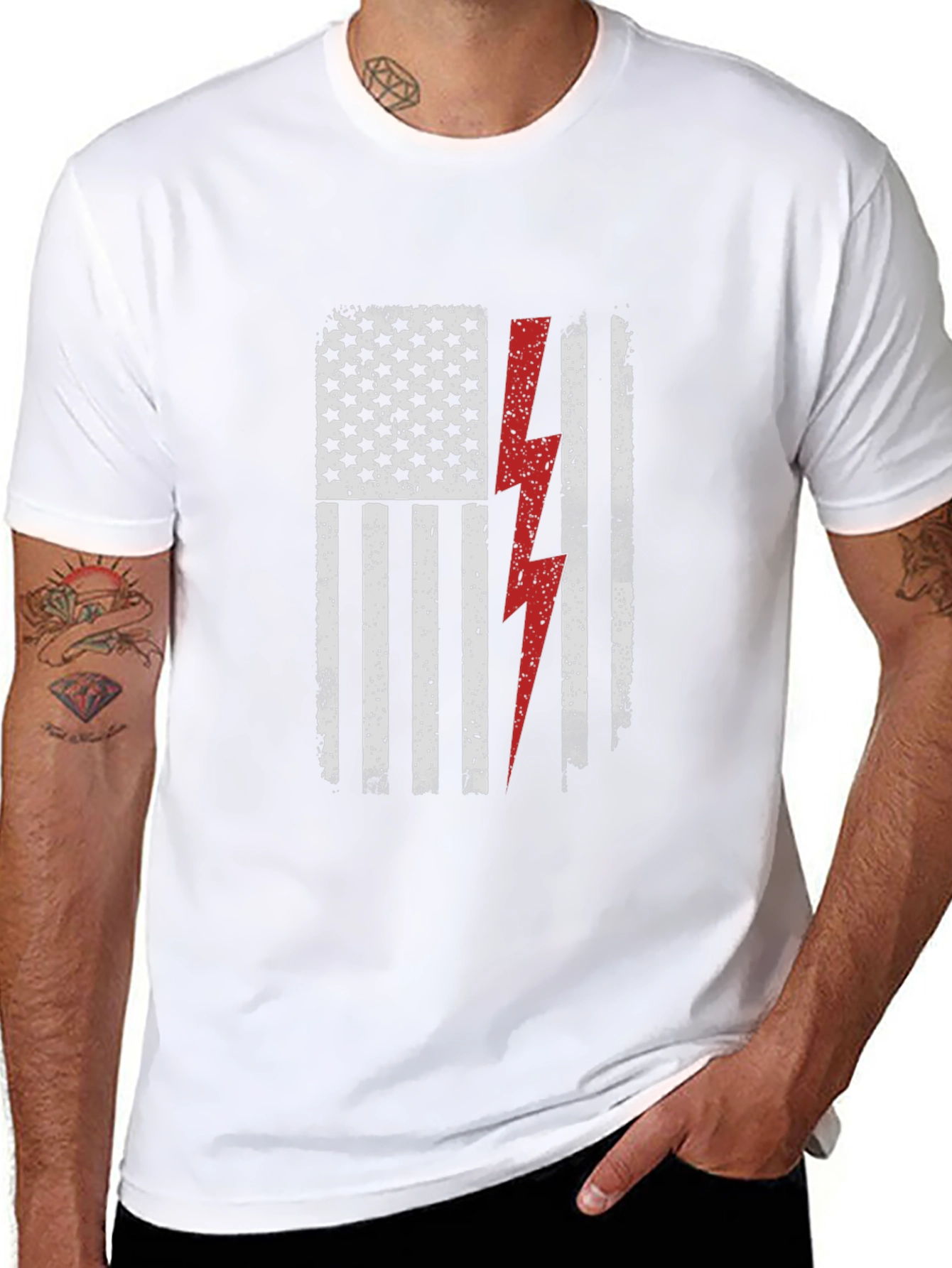 Patriotic Lightning Bolt American Flag Graphic Tee