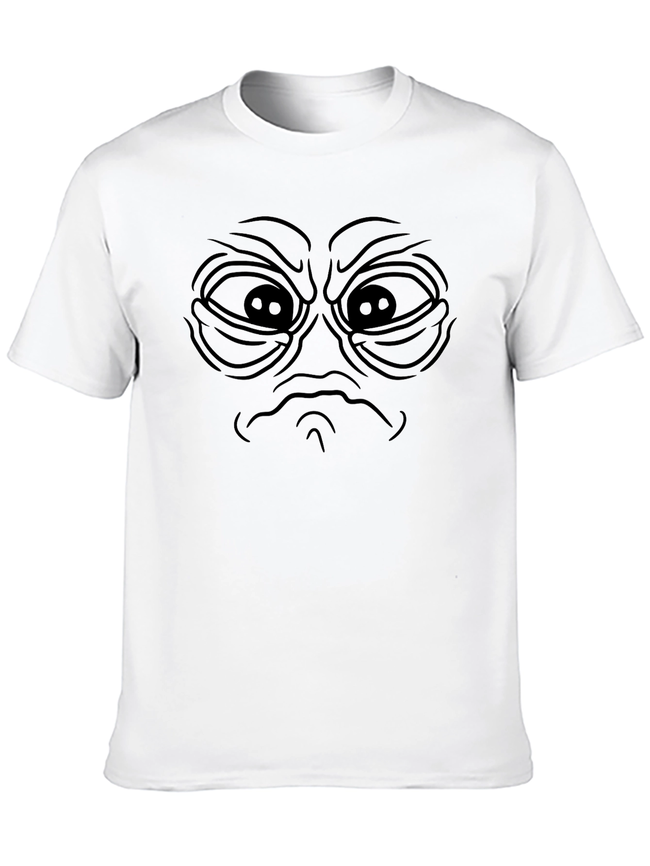 Mens Black Graphic T-Shirt - Angry Face Design