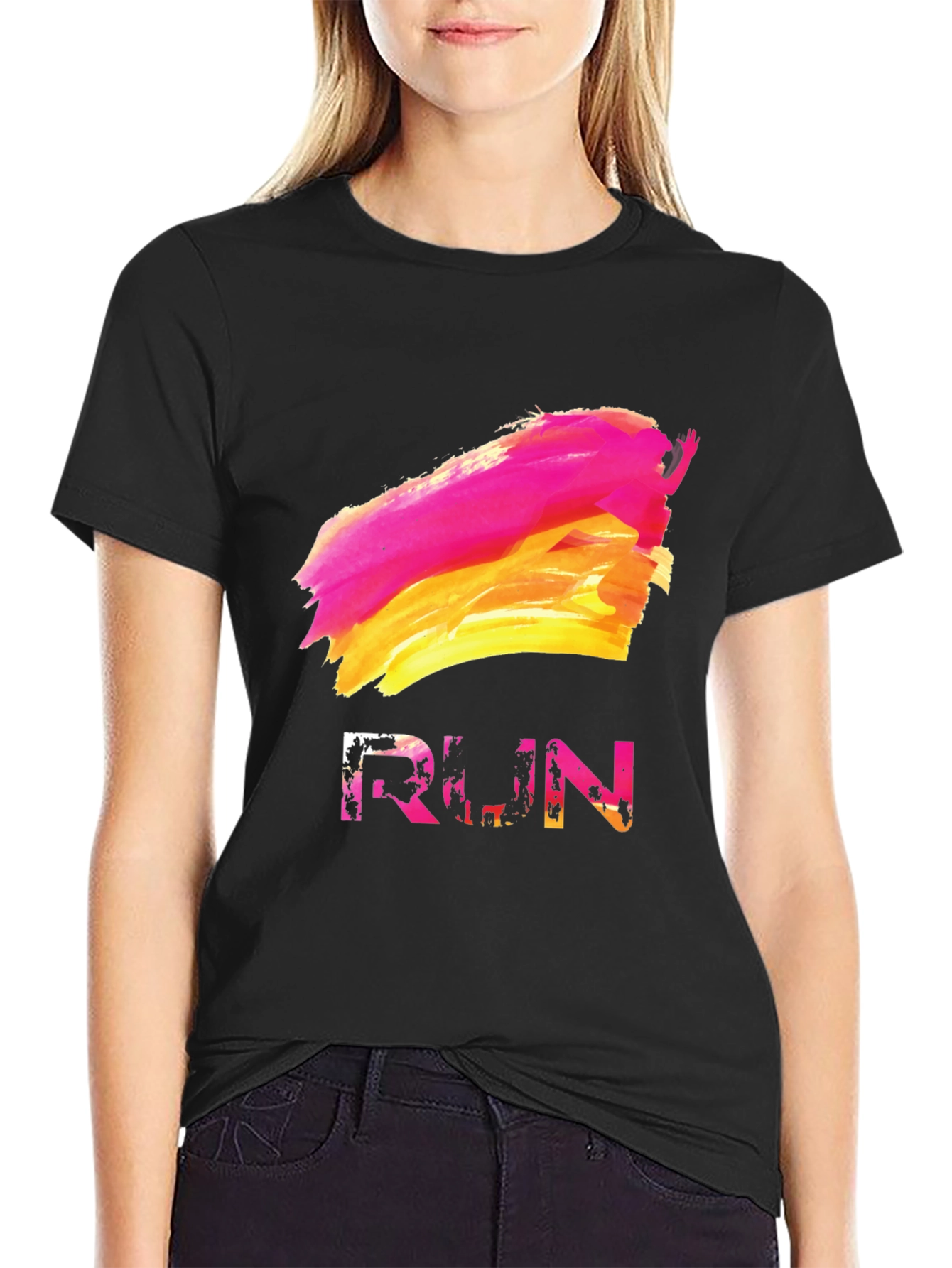 Abstract RUN Graphic Tee - Stylish & Unique