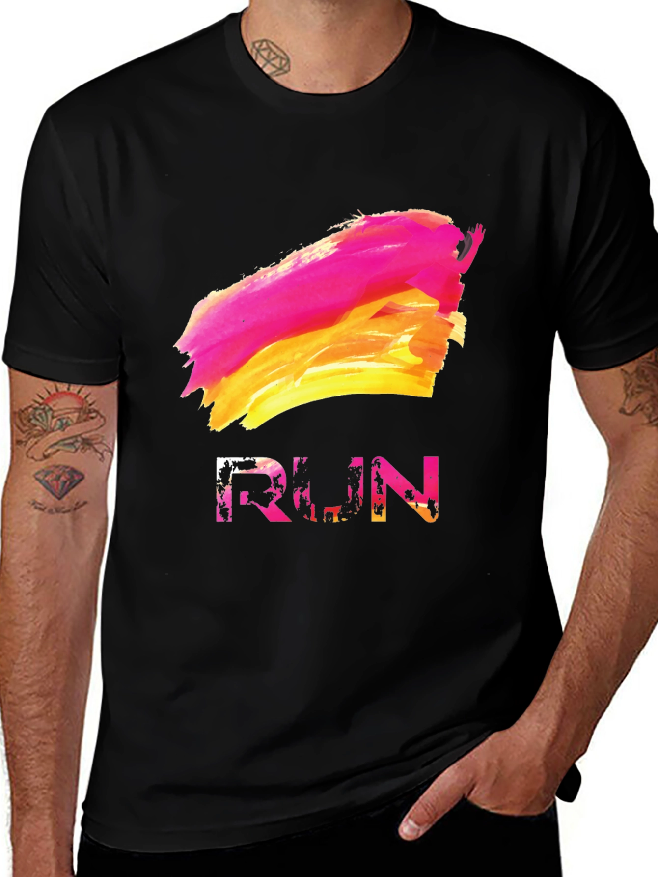 Abstract RUN Graphic Tee - Stylish & Unique