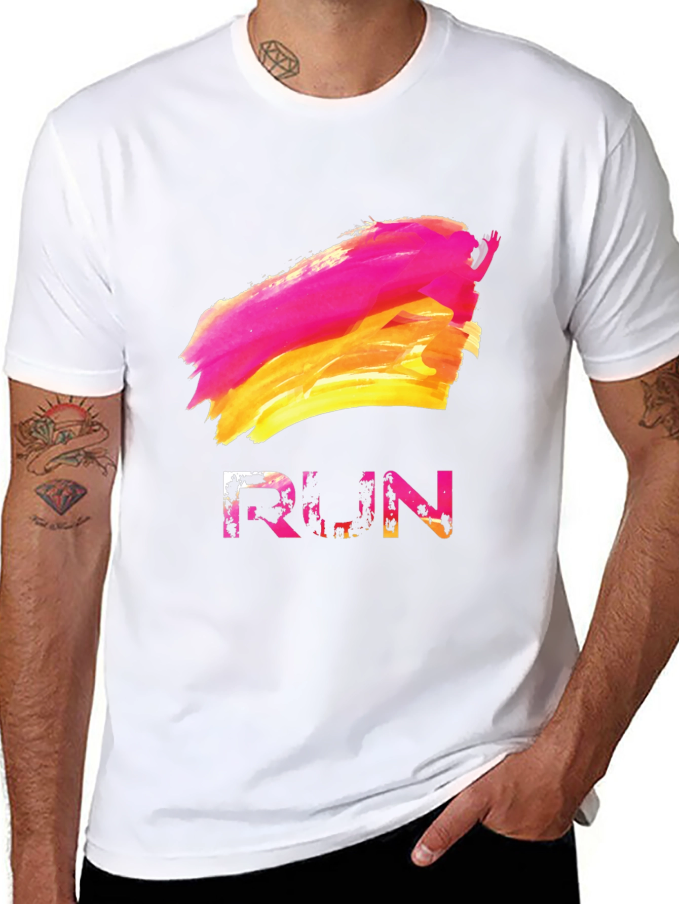 Abstract RUN Graphic Tee - Stylish & Unique
