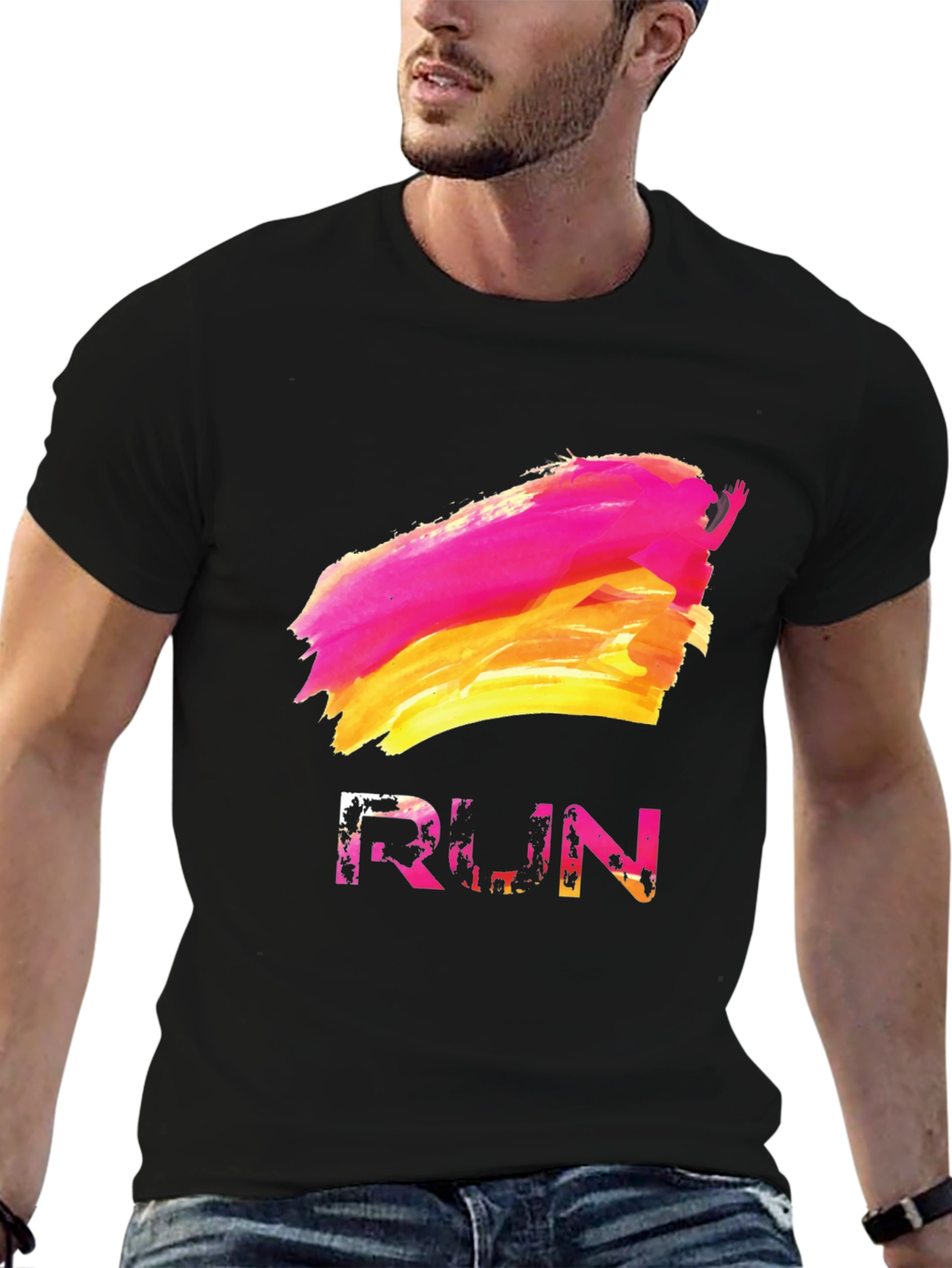 Abstract RUN Graphic Tee - Stylish & Unique