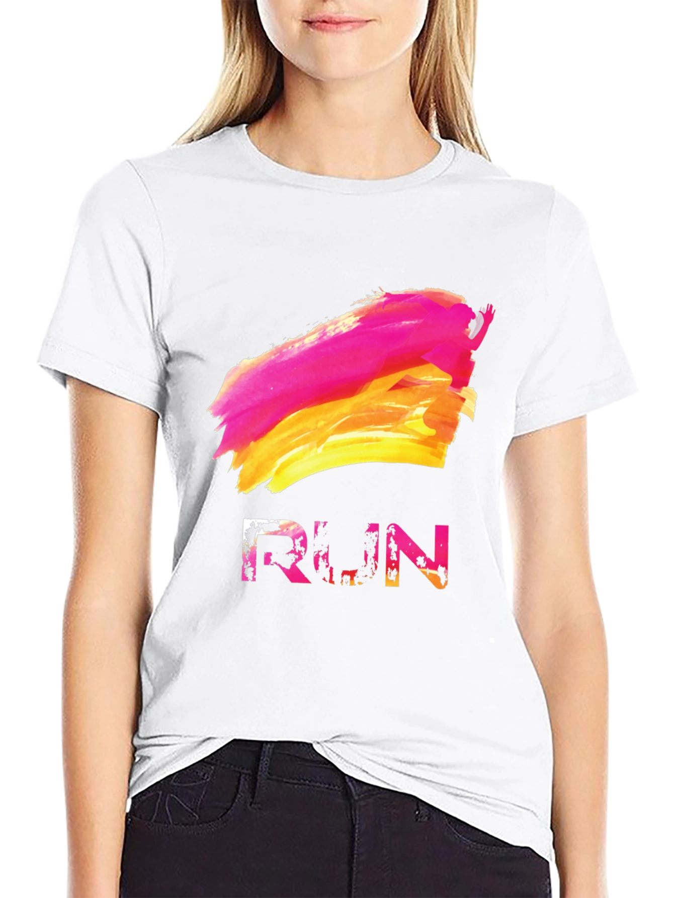 Abstract RUN Graphic Tee - Stylish & Unique