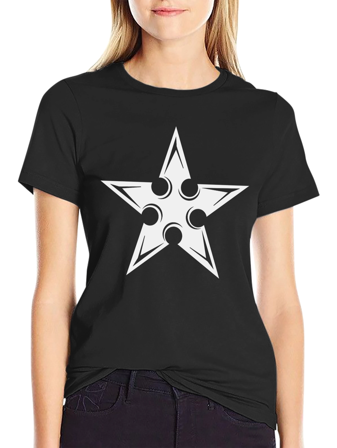 Ninja Star Graphic Tee - Black Cotton Blend