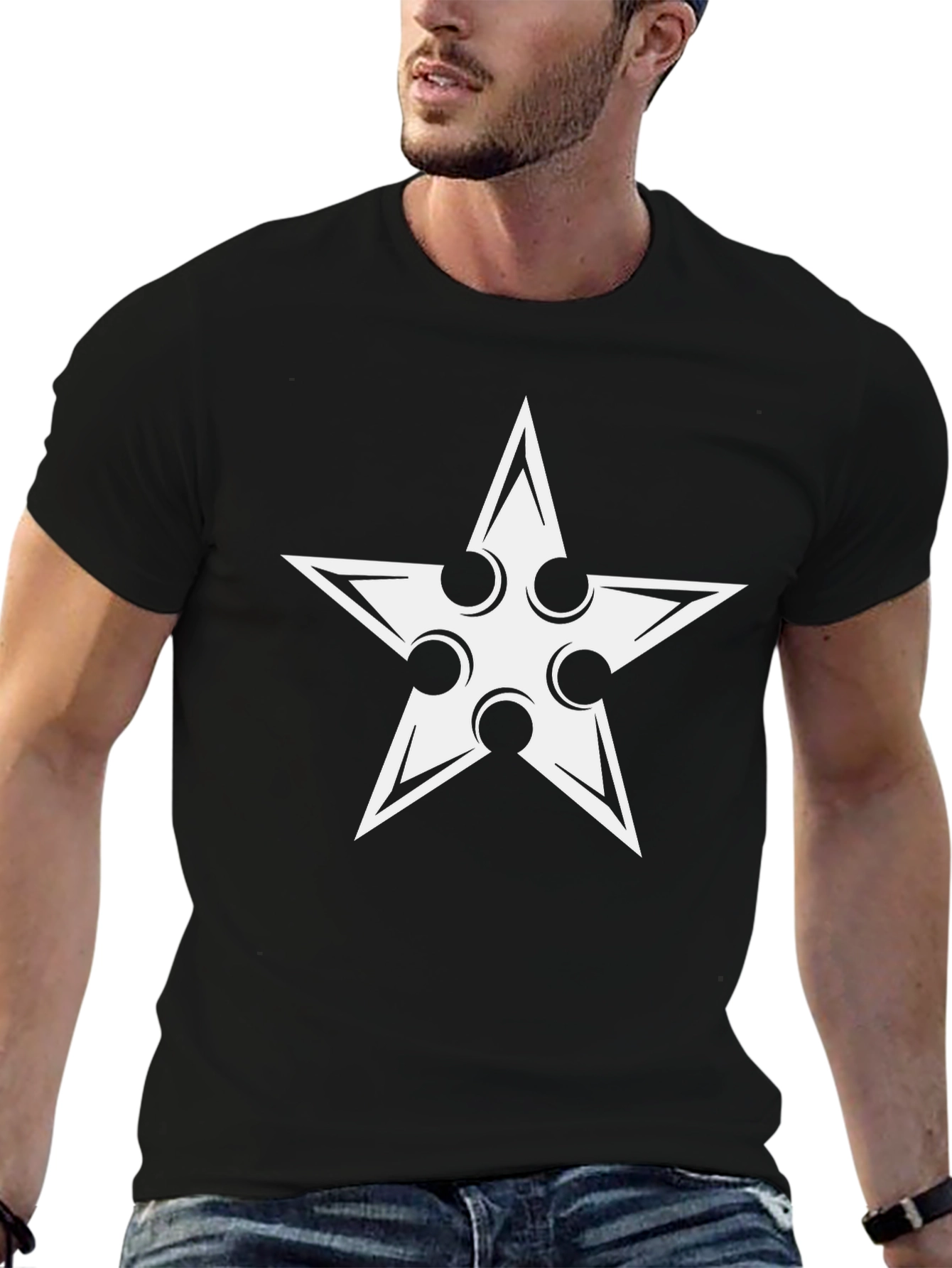 Ninja Star Graphic Tee - Black Cotton Blend