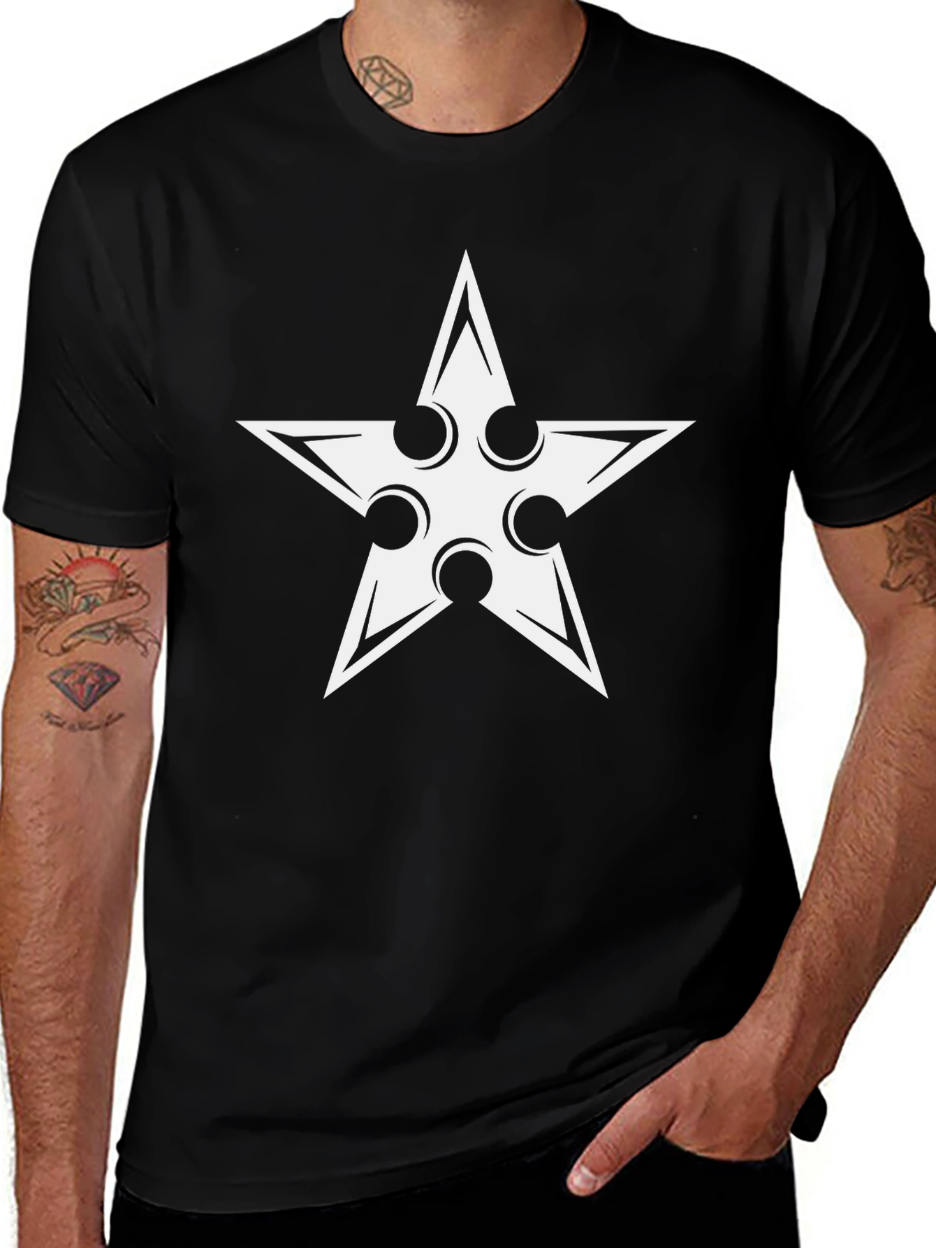Ninja Star Graphic Tee - Black Cotton Blend