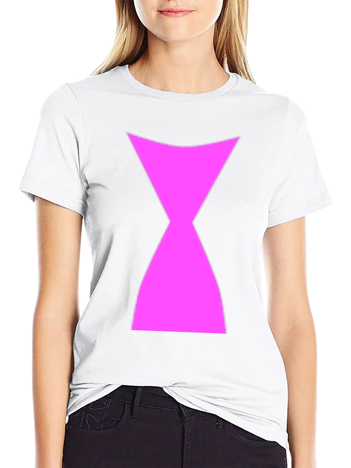 Black T-Shirt with Pink Hourglass Symbol