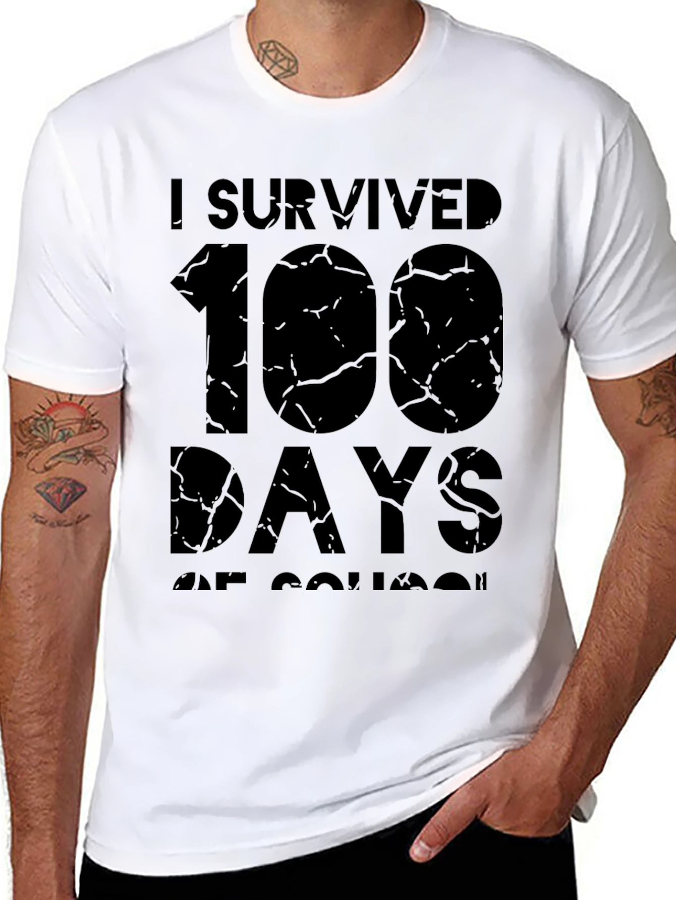 I Survived 100 Days of School Black T-Shirt