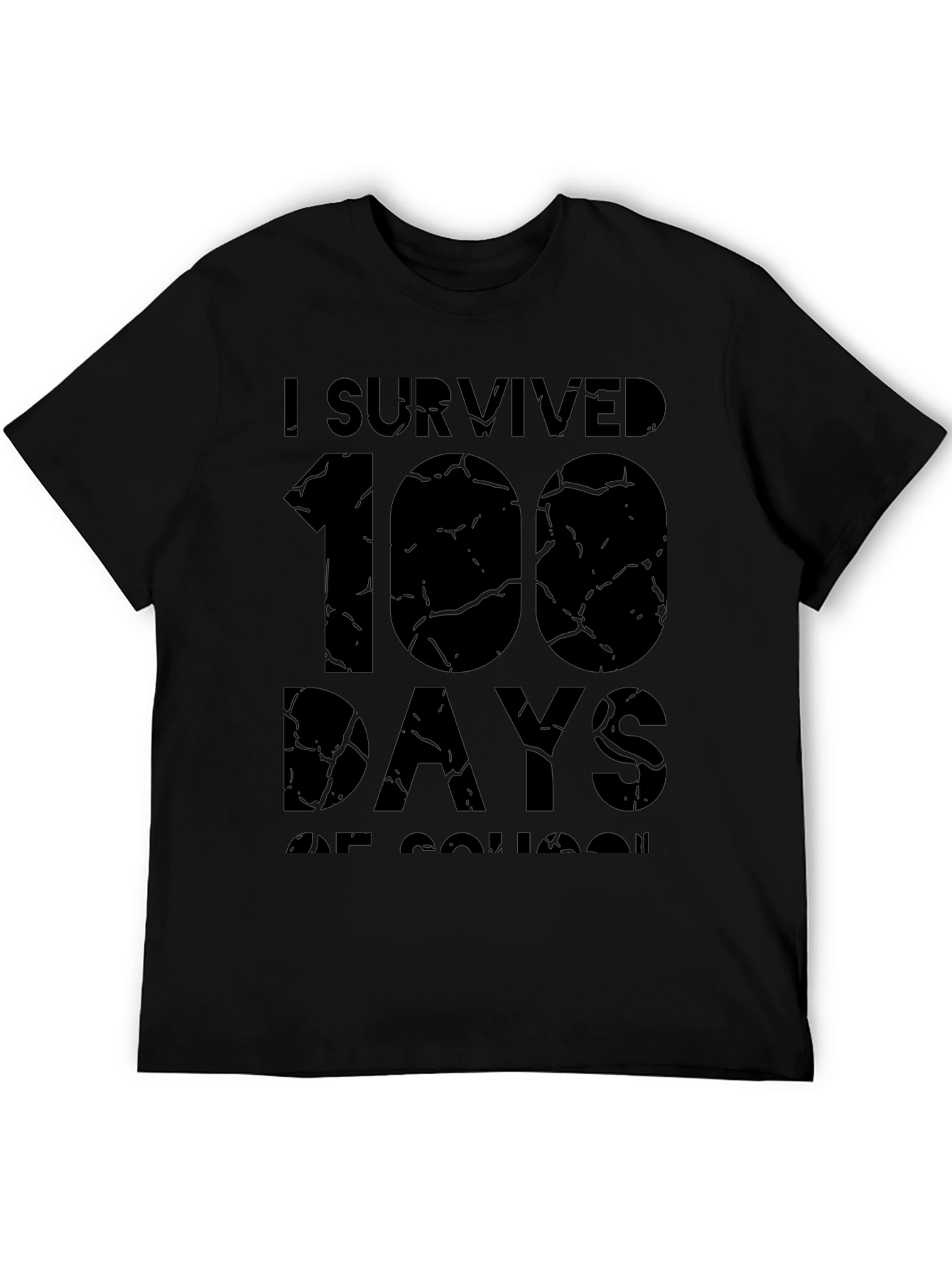 I Survived 100 Days of School Black T-Shirt