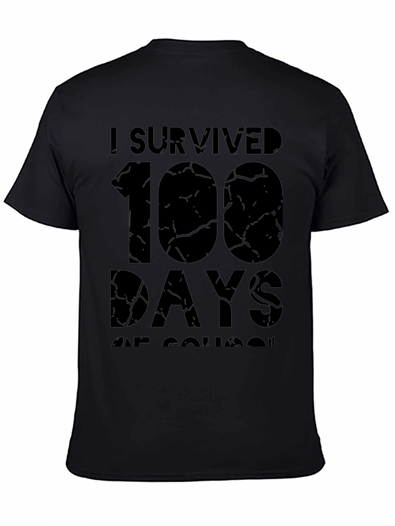 I Survived 100 Days of School Black T-Shirt