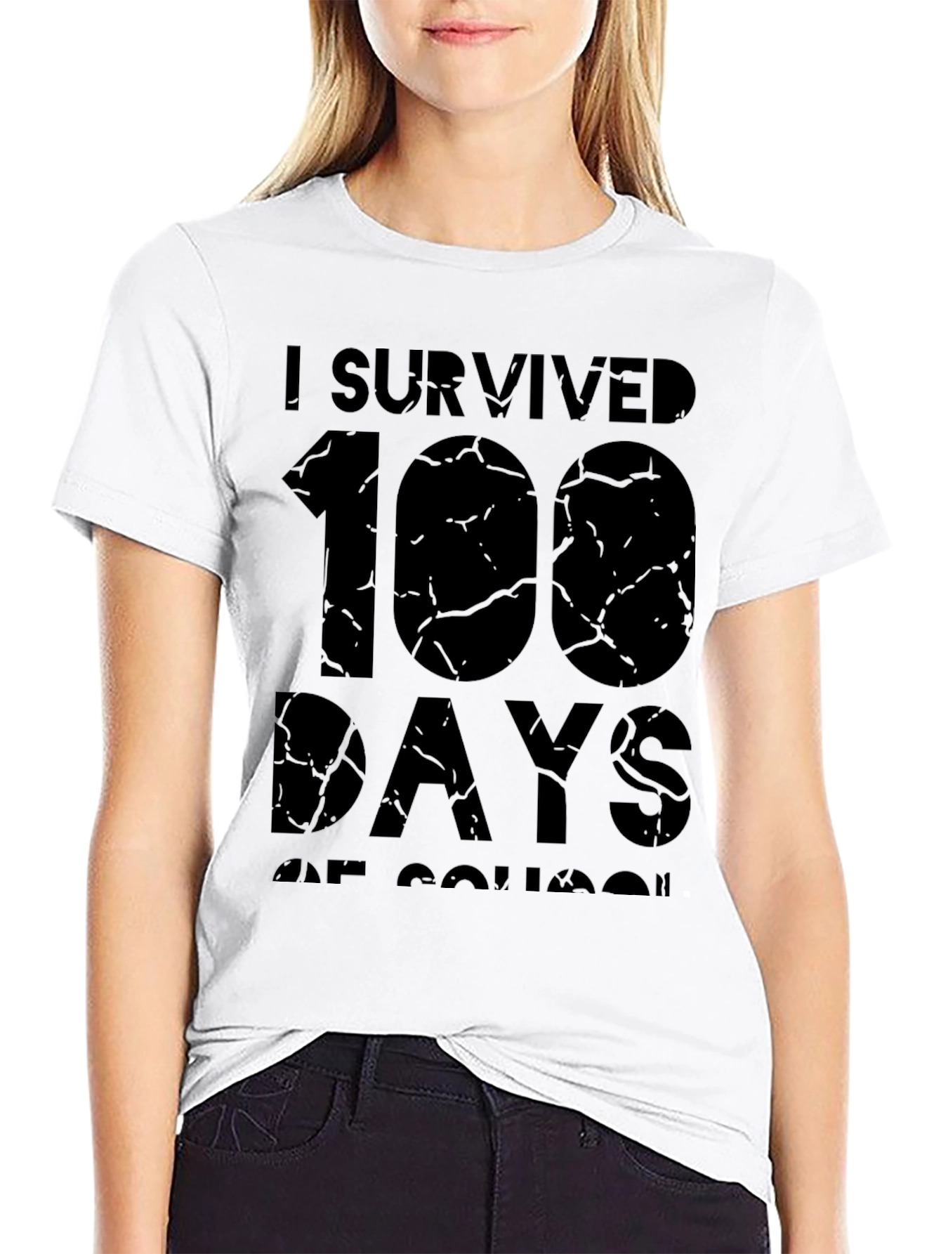 I Survived 100 Days of School Black T-Shirt