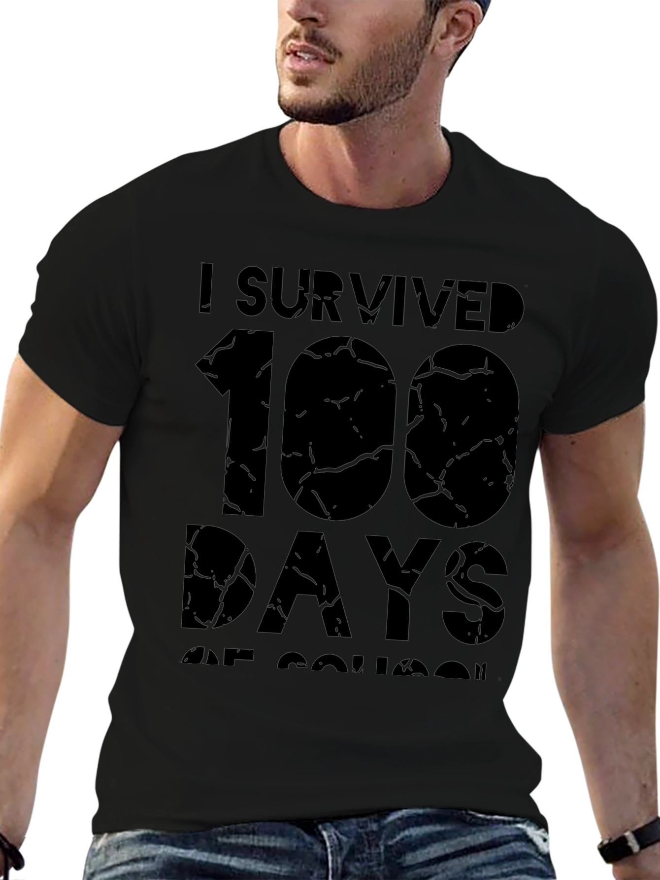 I Survived 100 Days of School Black T-Shirt