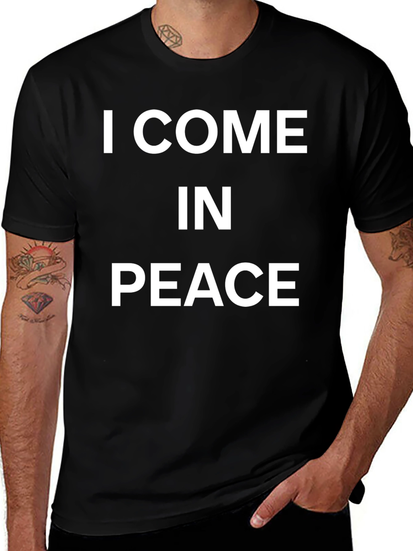 I Come In Peace Black Graphic T-Shirt