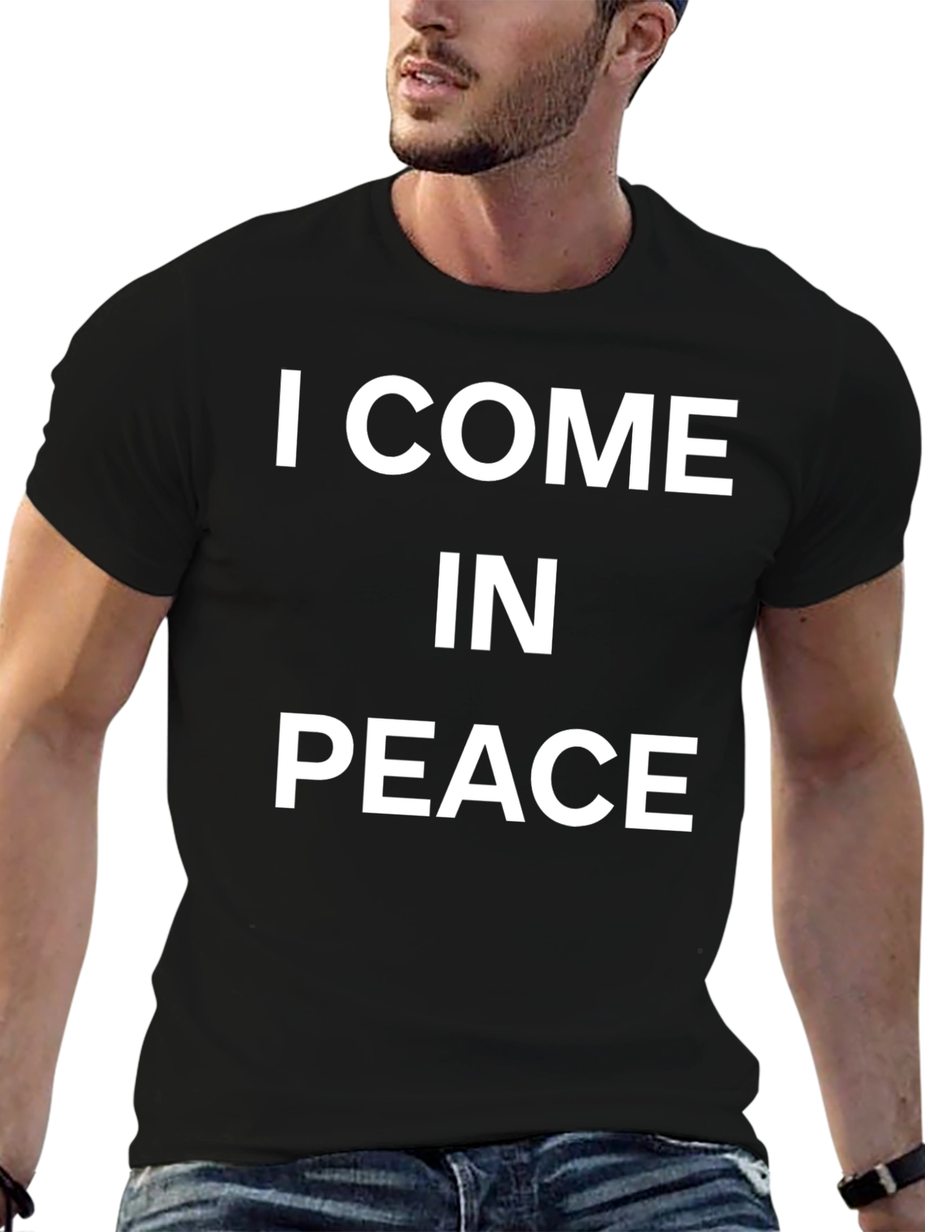 I Come In Peace Black Graphic T-Shirt