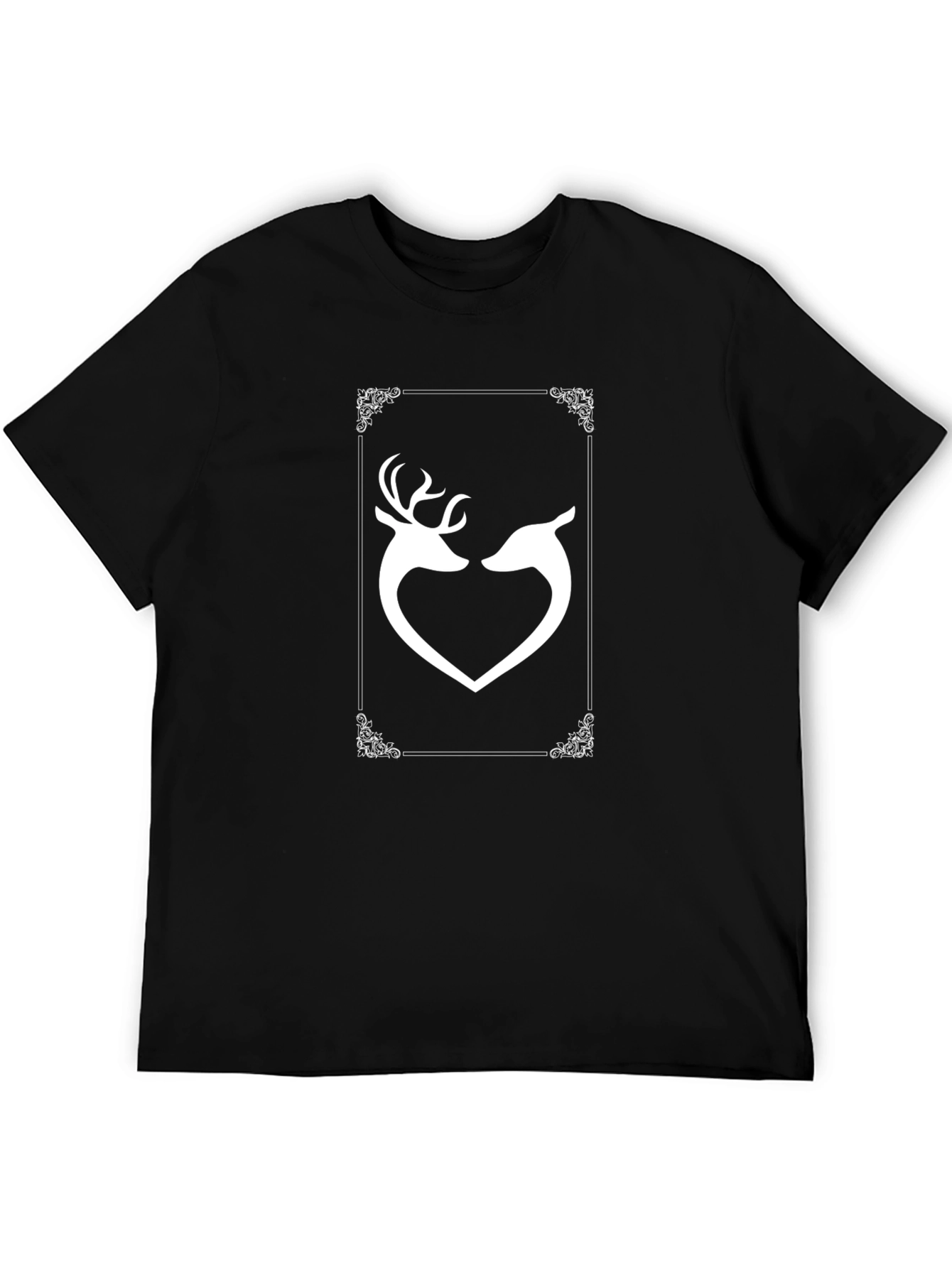 Deer Heart Graphic Tee - Stylish Black T-Shirt