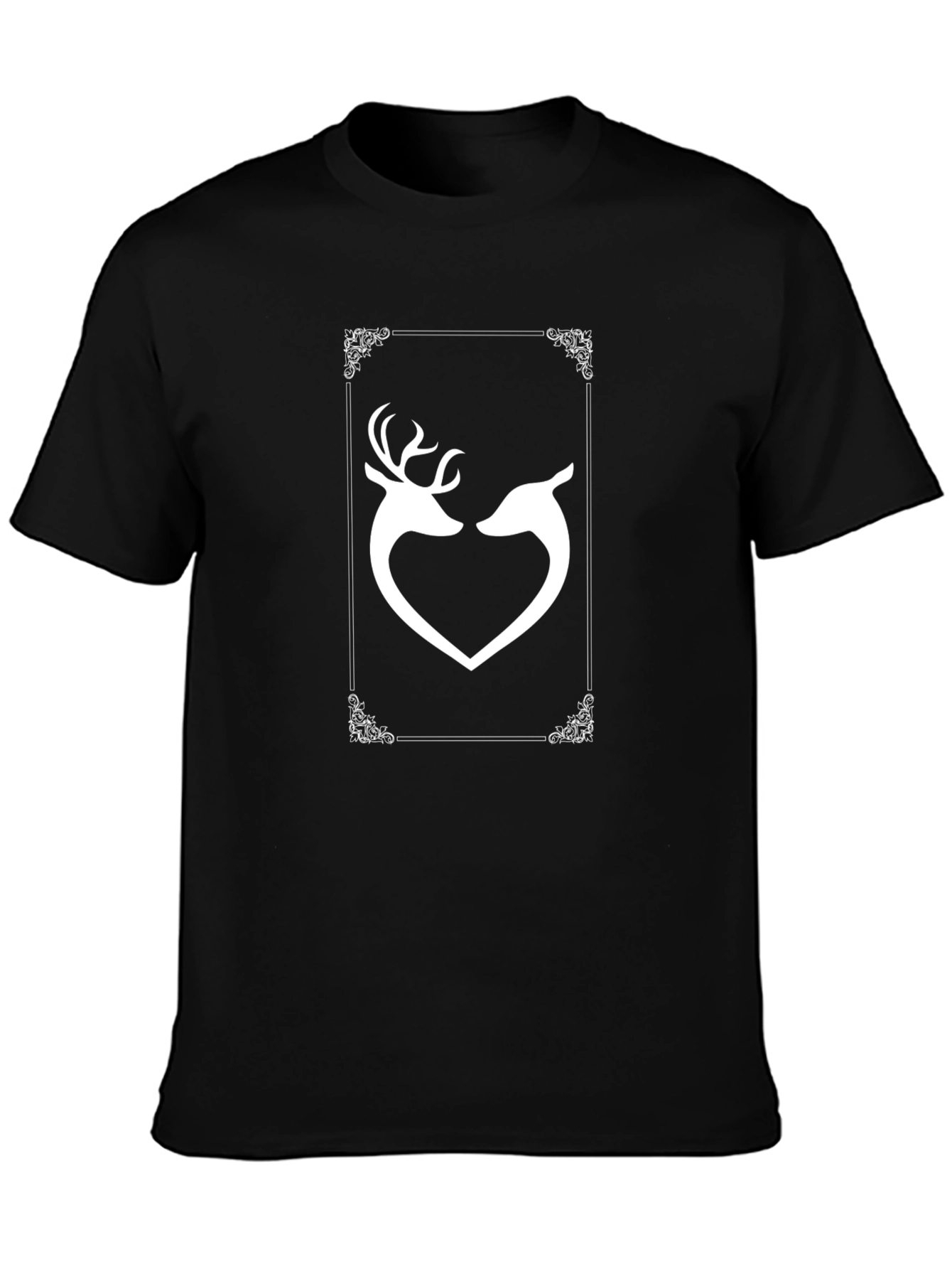 Deer Heart Graphic Tee - Stylish Black T-Shirt