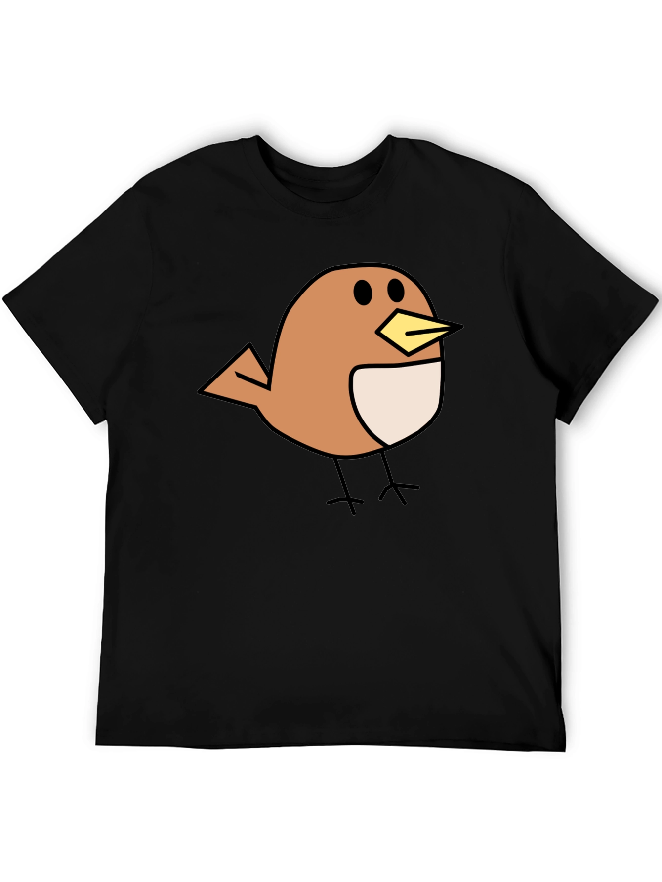 Cute Bird Graphic Black T-Shirt