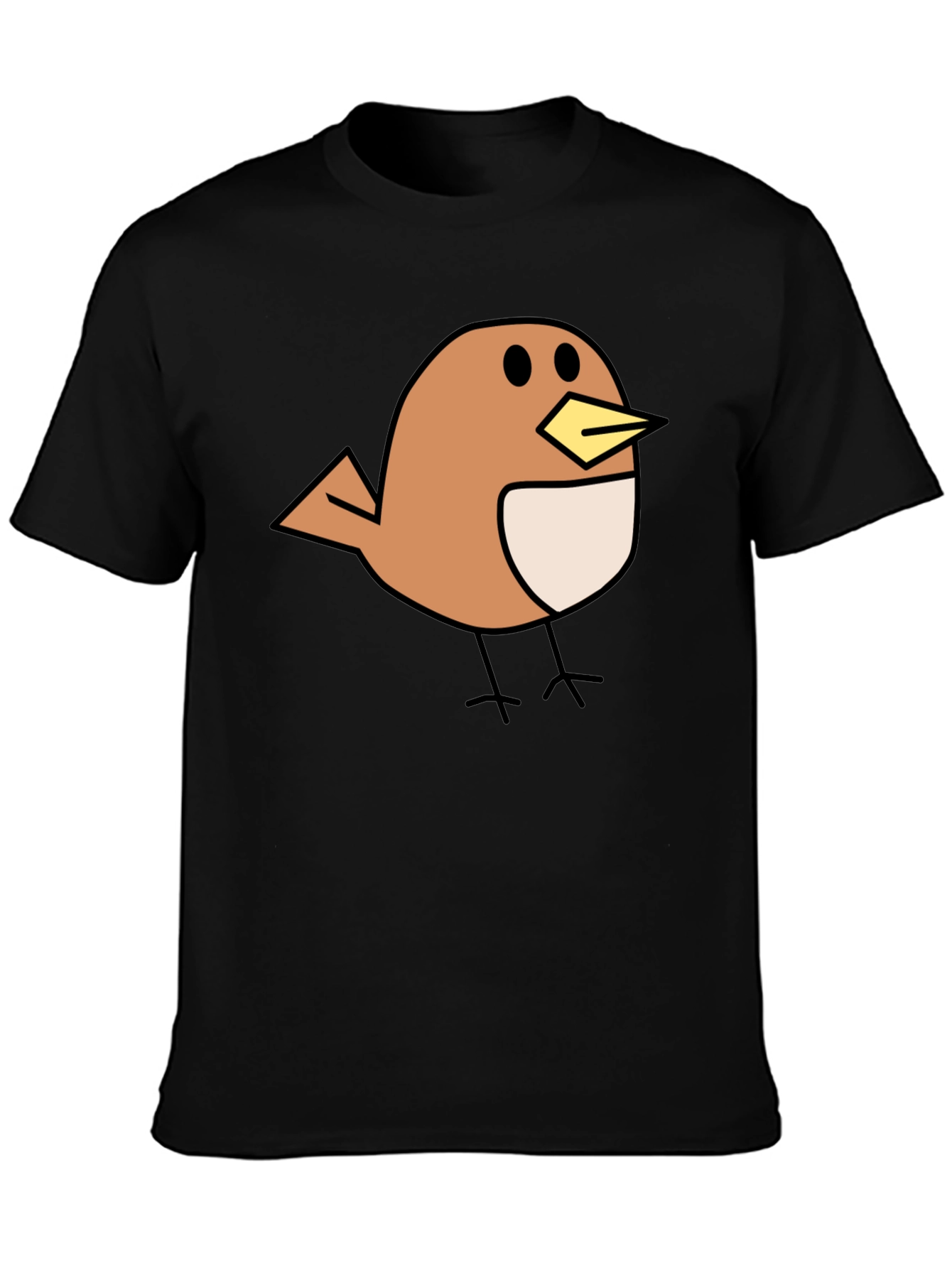 Cute Bird Graphic Black T-Shirt
