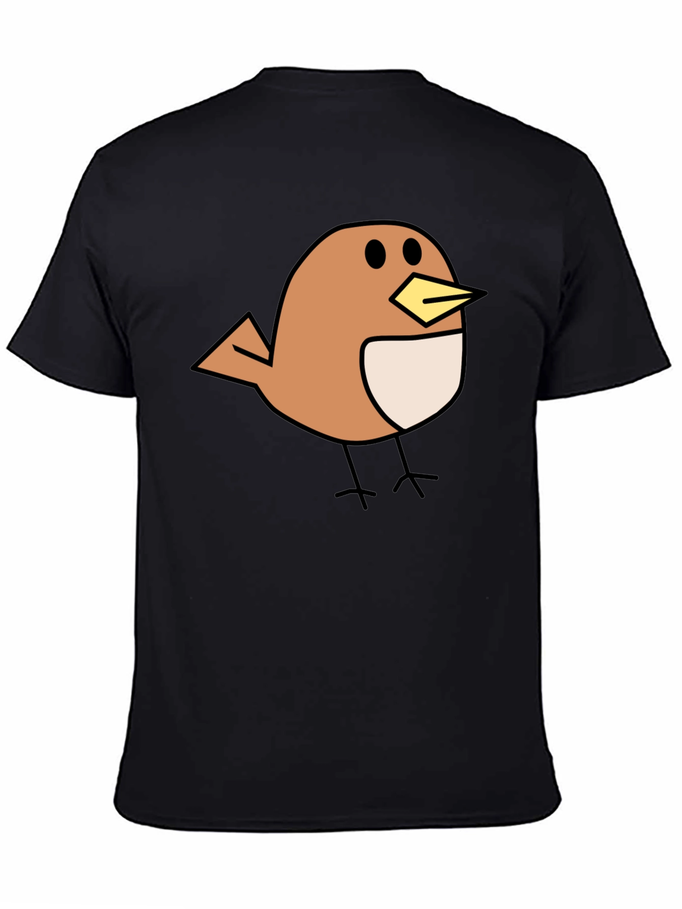 Cute Bird Graphic Black T-Shirt